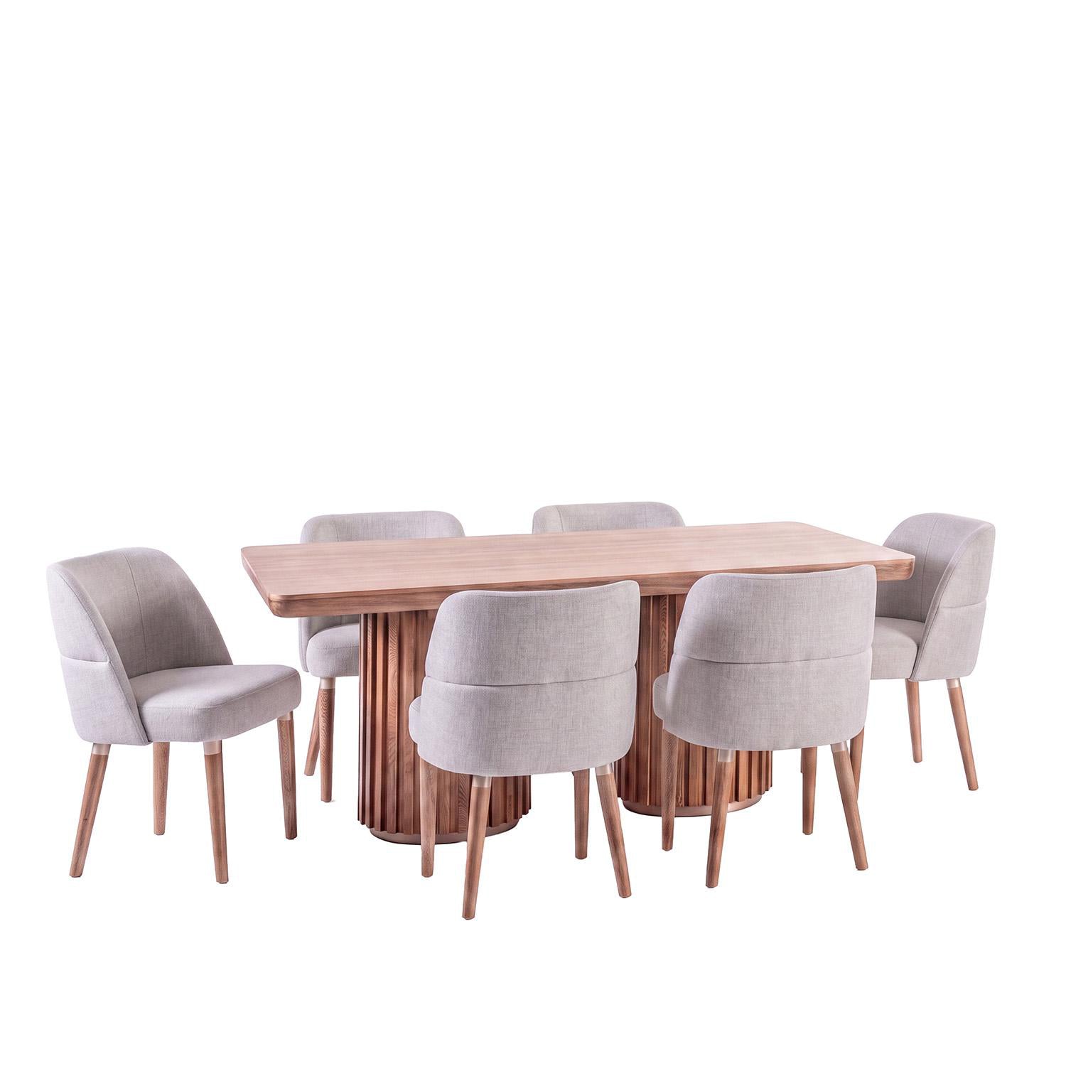 Comedor 6 Puestos Nicole Impetu Plata, Natural