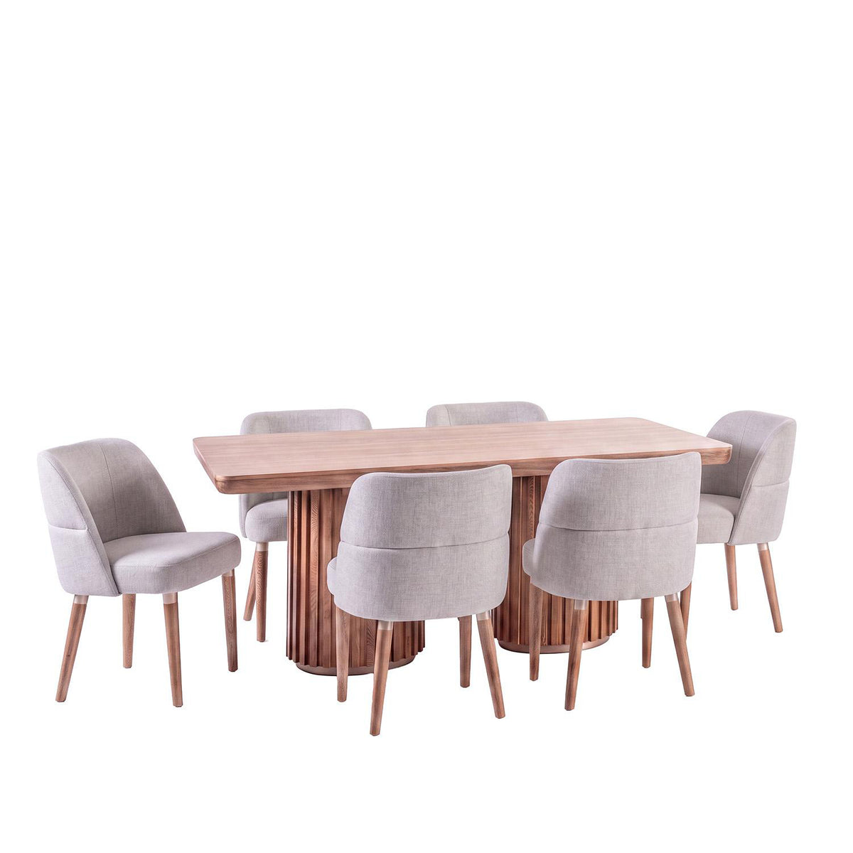 Comedor 6 Puestos Nicole Impetu Plata, Natural