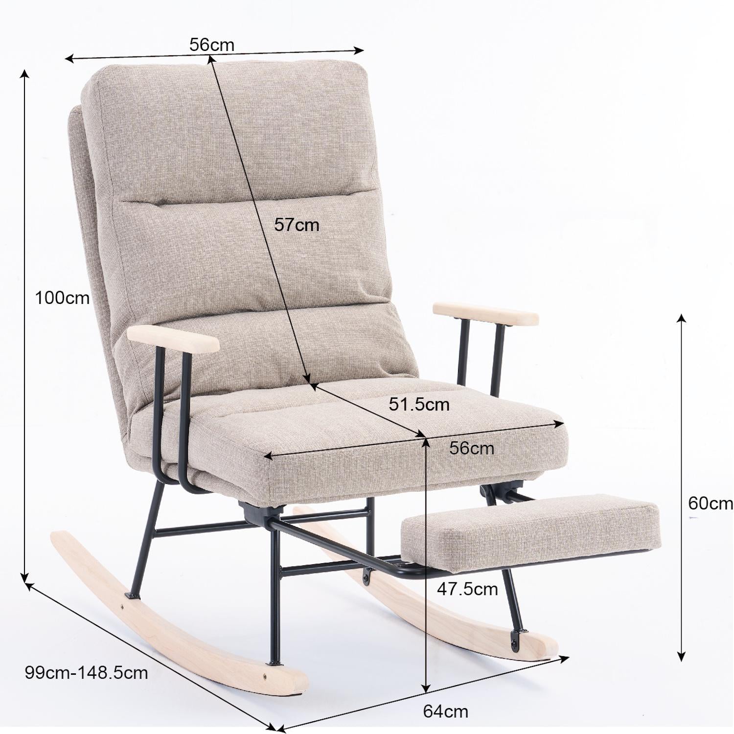 Mecedora Reclinable Iris Lino Beige