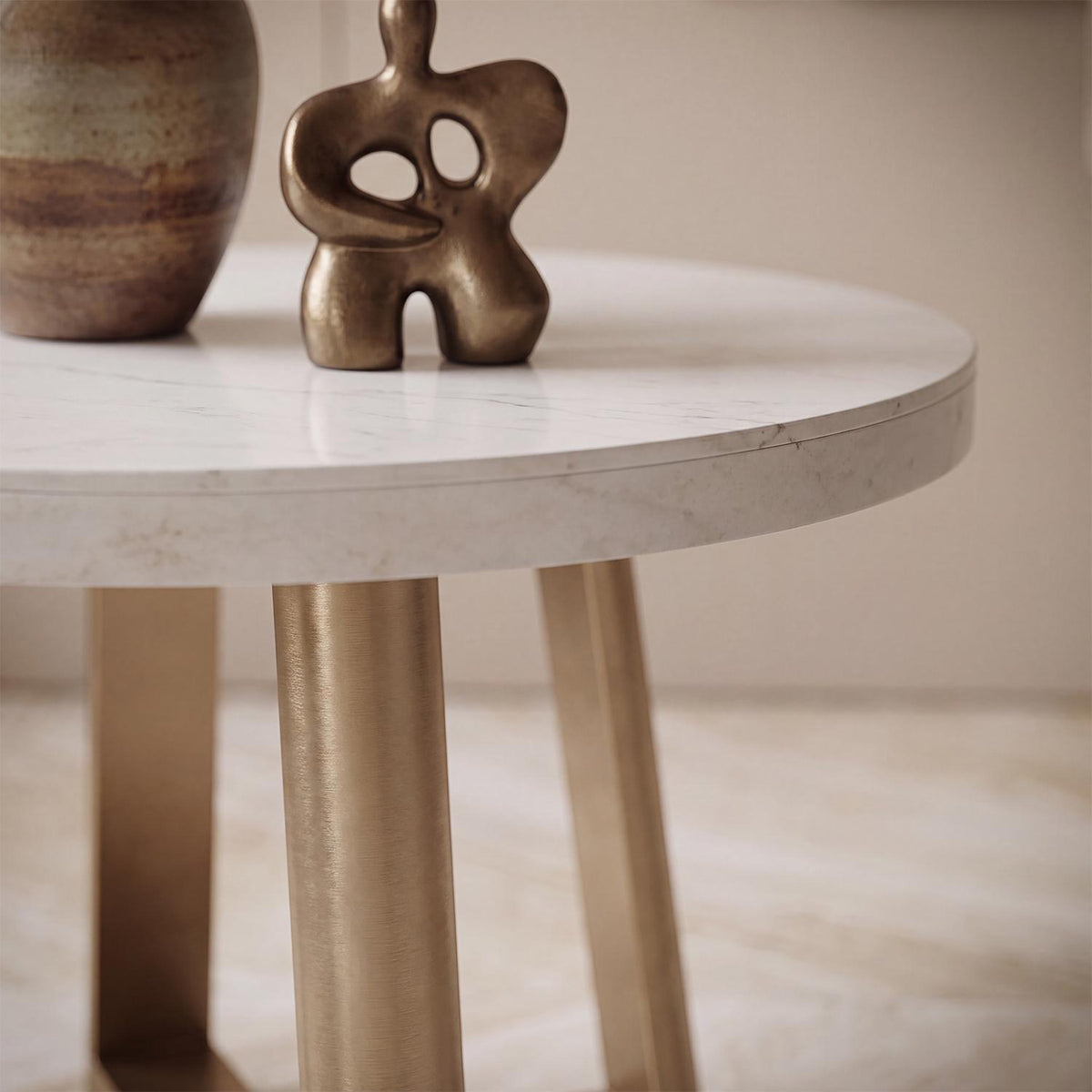 Mesa de Centro Sabina Redonda Marmolado, Champaña.