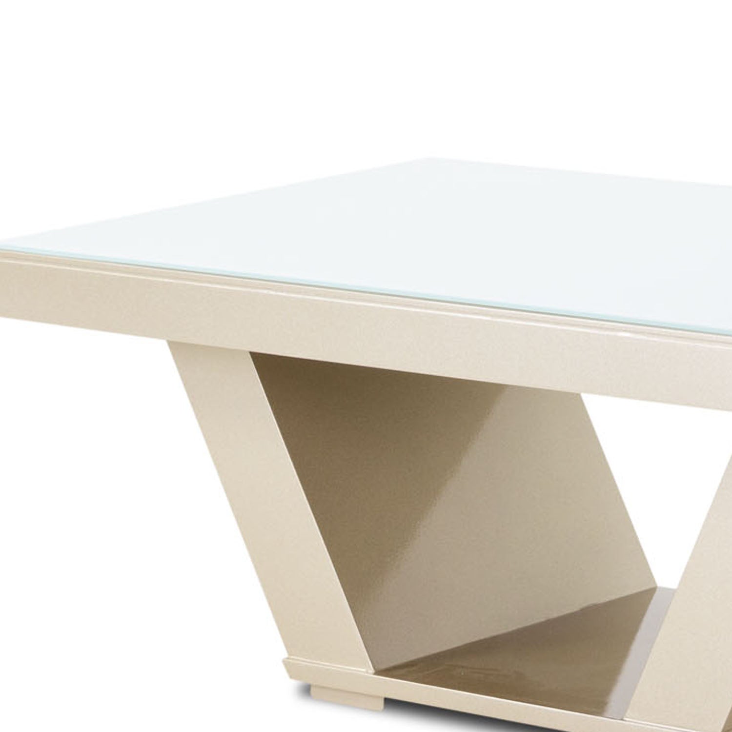 Mesa De Centro Bulgary Champaña  Ultraglass Poliuretano