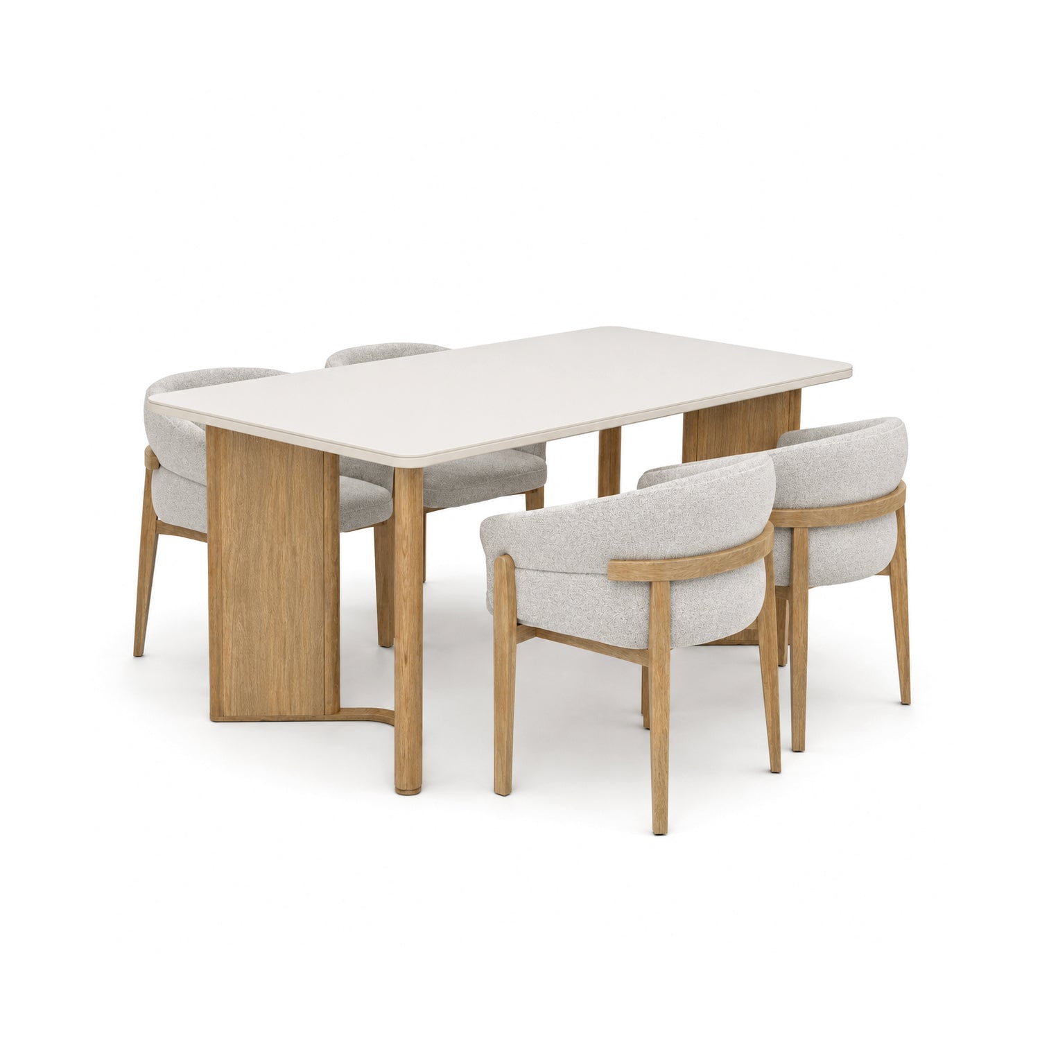 Comedor 4 Puestos Serrat Boucle Aurum Plata,Natural