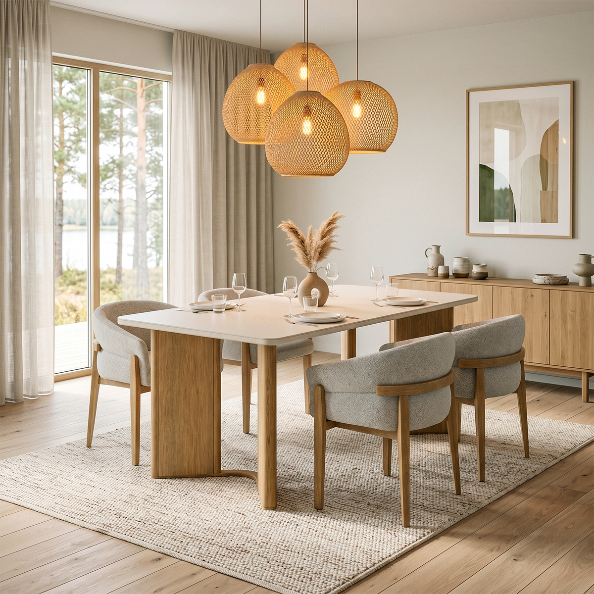 Comedor 4 Puestos Serrat Boucle Aurum Plata,Natural
