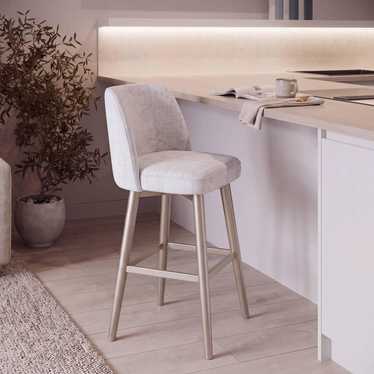 Silla Para Barra Atlanta Estocolmo Crudo, Champaña