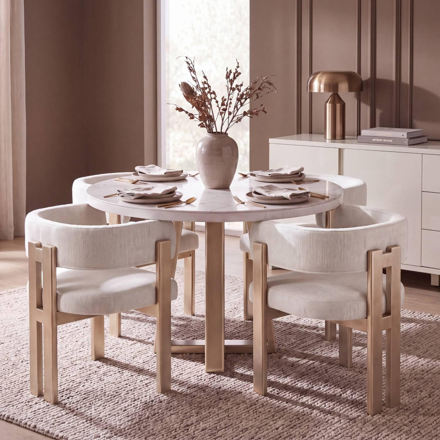 Comedor 4 Puestos Sabina Eurolino Genova Crema, Champaña.