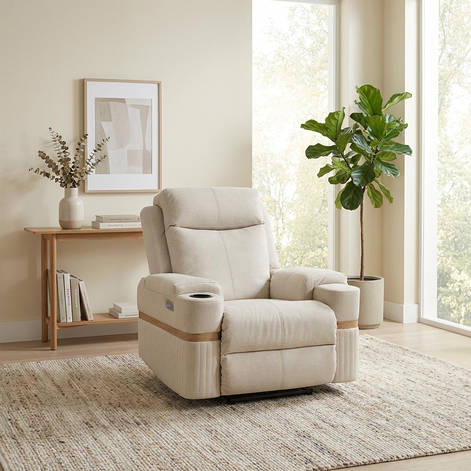 Silla Reclinable Dior Eurolino Marbella Beige Natural, Eléctrica