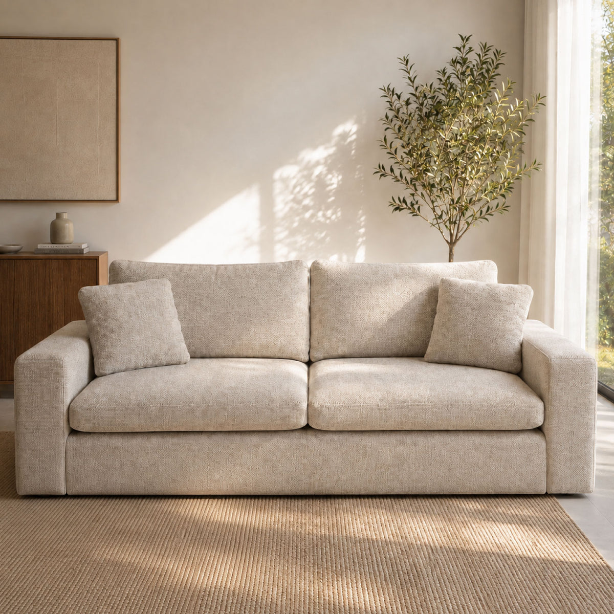 Sofá 3 Puestos Creta Boucle Aurum Taupe