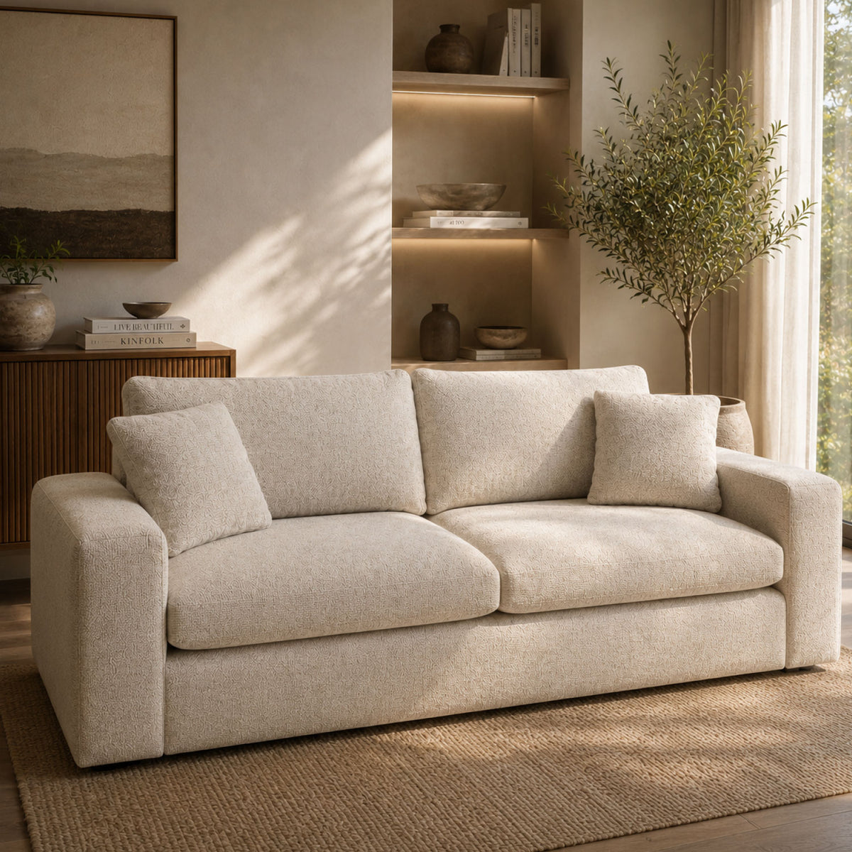 Sofá 2 Puestos Creta Boucle Aurum Taupe 1.8 m