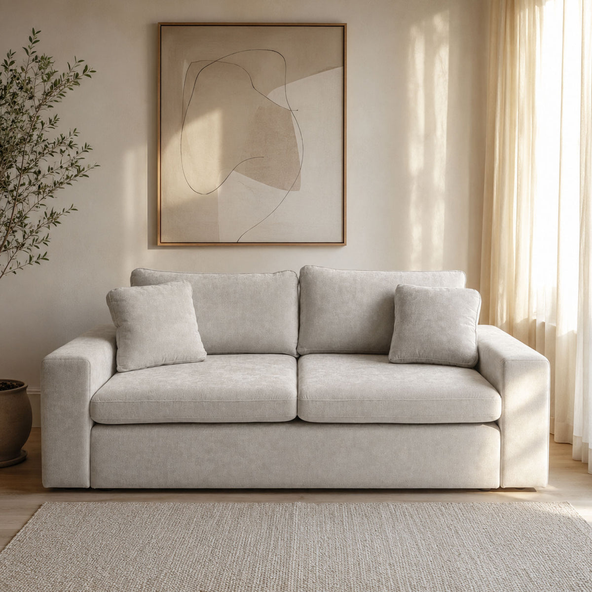 Sofá 2 Puestos Creta Velvet Impetu Beige