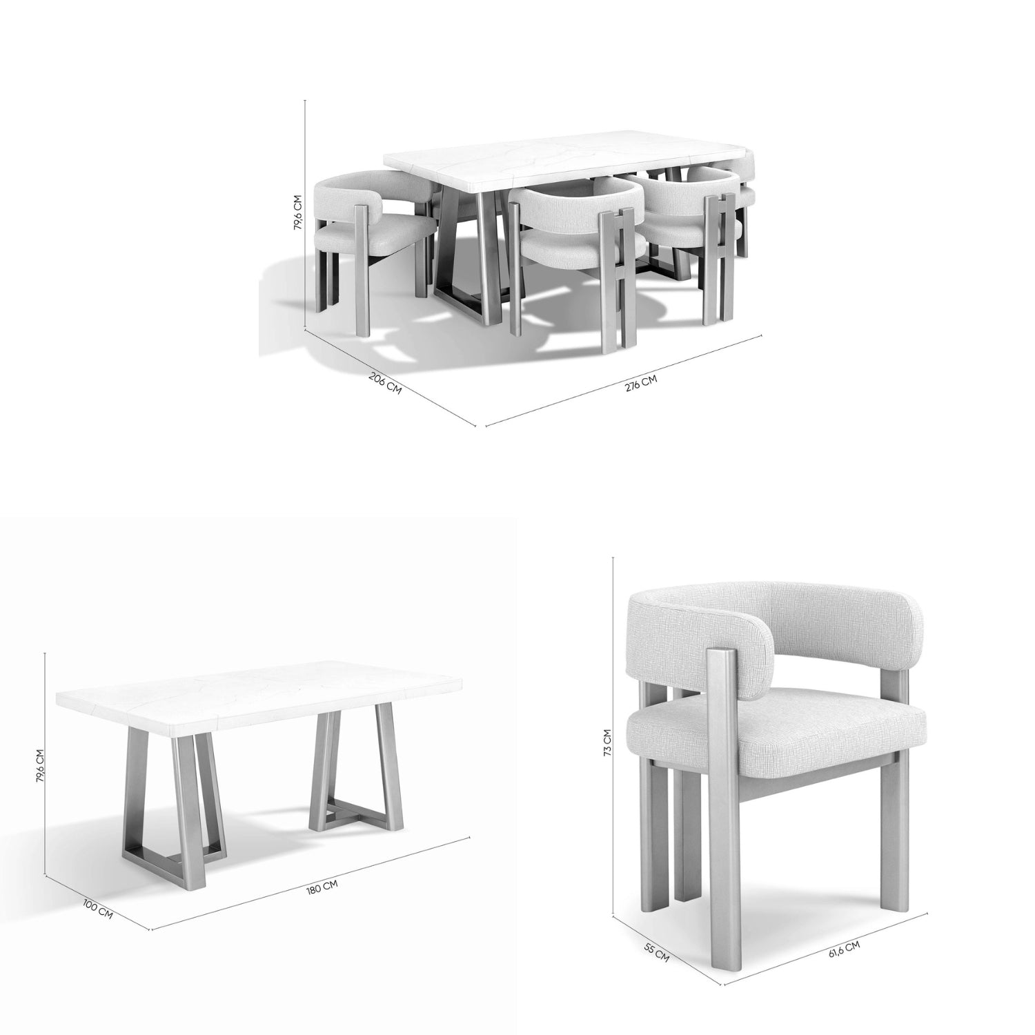 Comedor 6 Puestos Sabina Eurolino Genova Crema, Champaña.