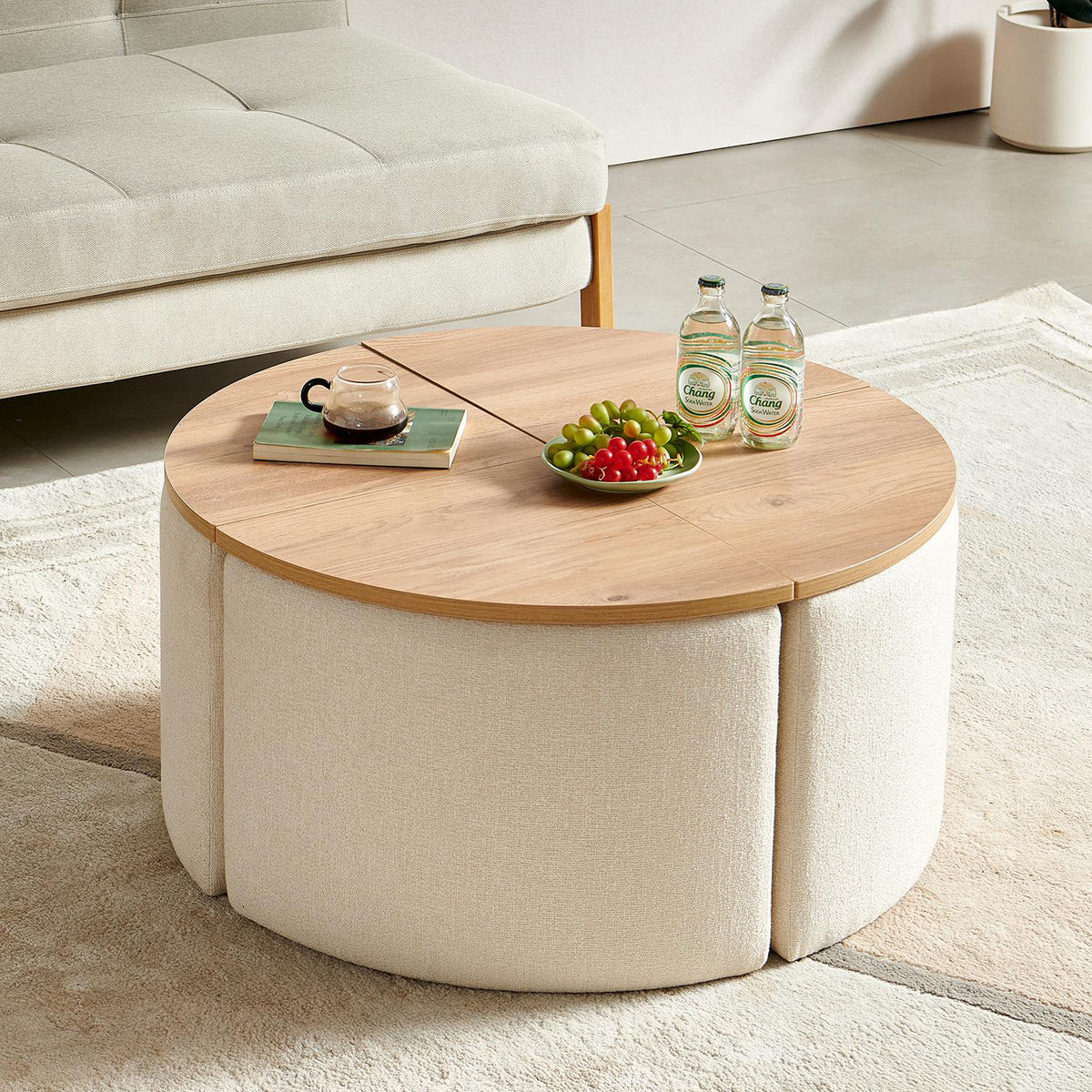 Mesa De Centro Romby Beige, Natural