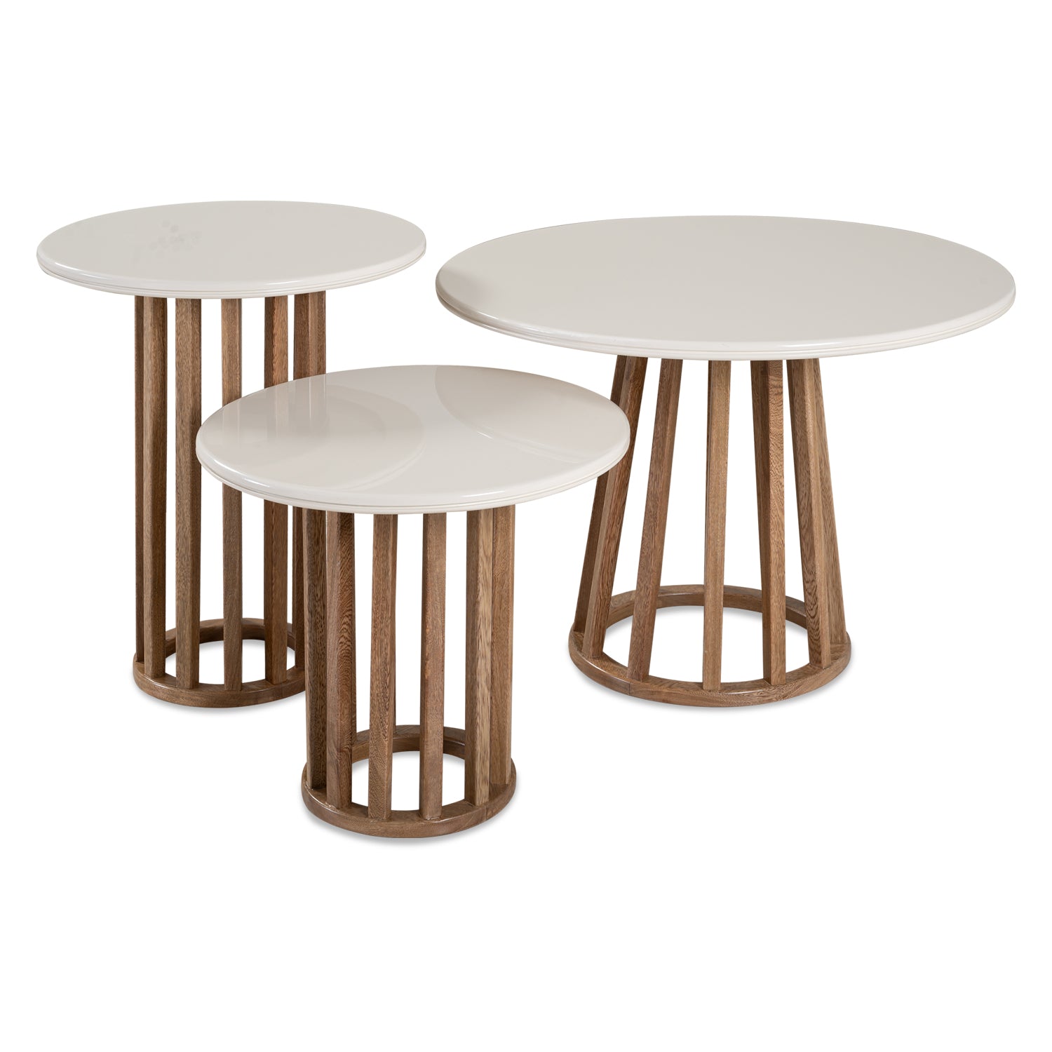 Mesa De Centro Alec Off White, Natural Set X3