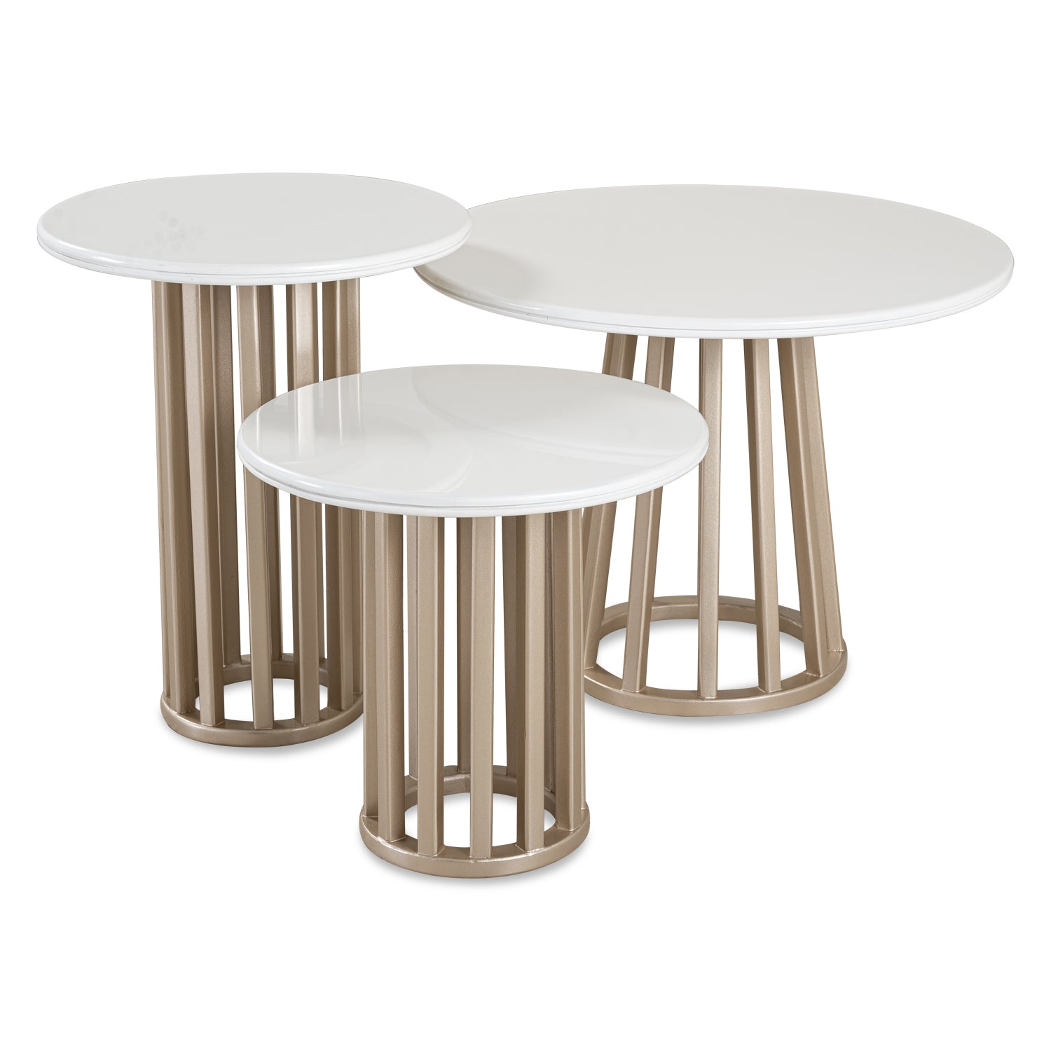 Mesa De Centro Alec Blanco Perla, Champaña Set X3