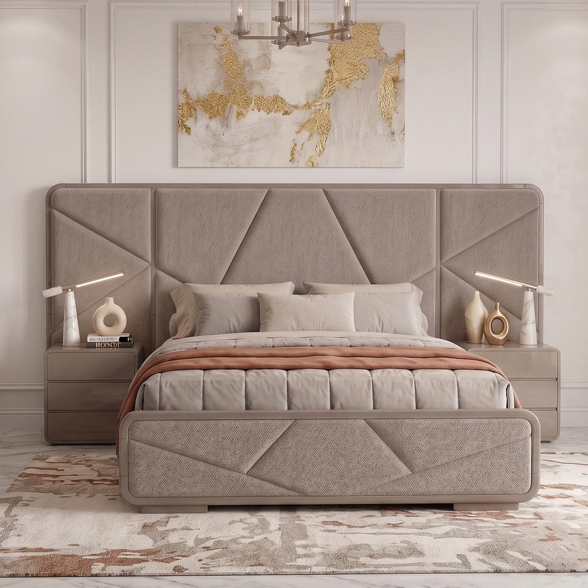 Cama Queen Vivaldi Boucle Cocoa, Taupe Perla