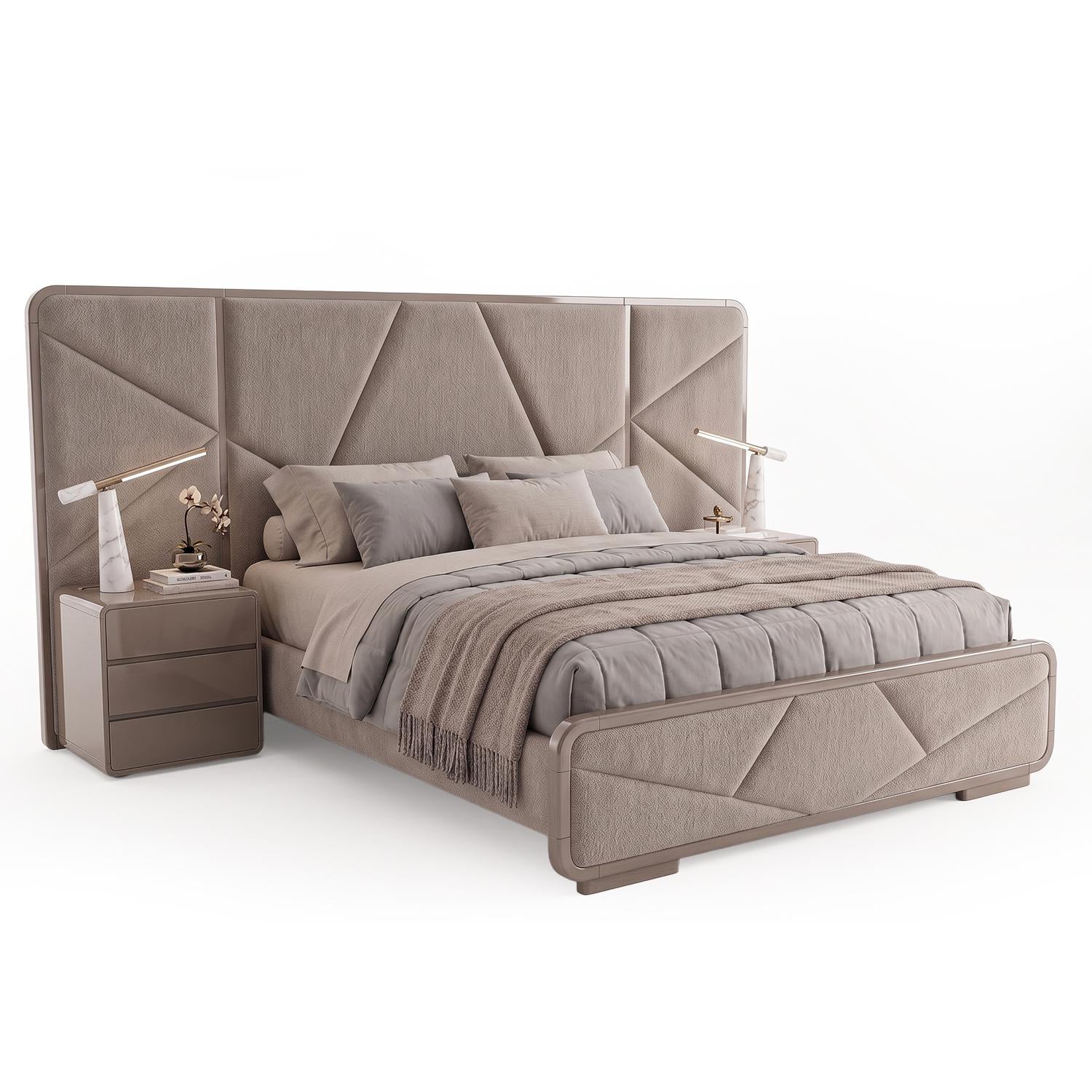 Cama Queen Vivaldi Boucle Cocoa, Taupe Perla