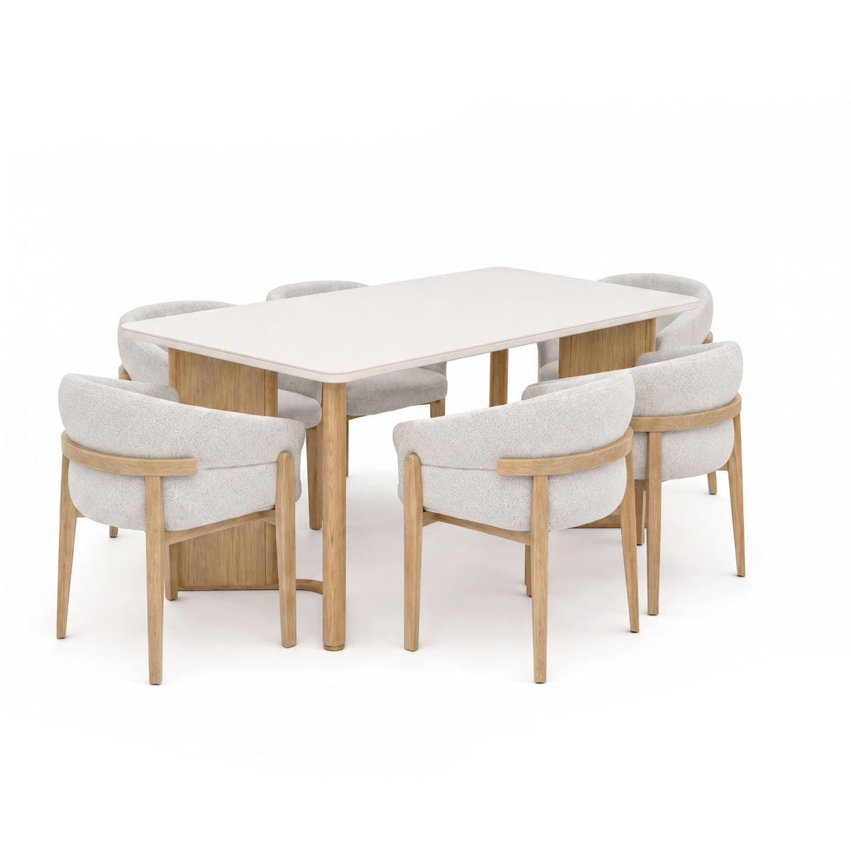 Comedor 6 Puestos Serrat Boucle Aurum Plata, Natural