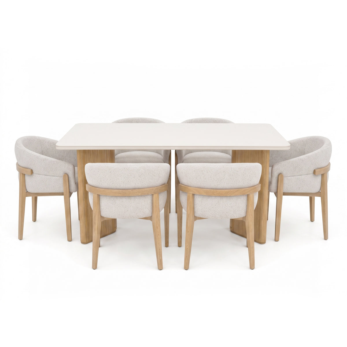 Comedor 6 Puestos Serrat Boucle Aurum Plata, Natural