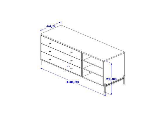 Bifé Dante Off White 3 Gavetas 138X79X44