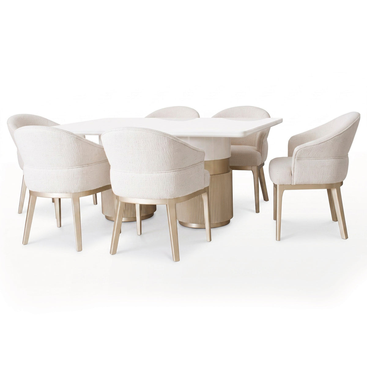 Comedor 6 Puestos Toscana Boucle Aurum Marfil, Champaña