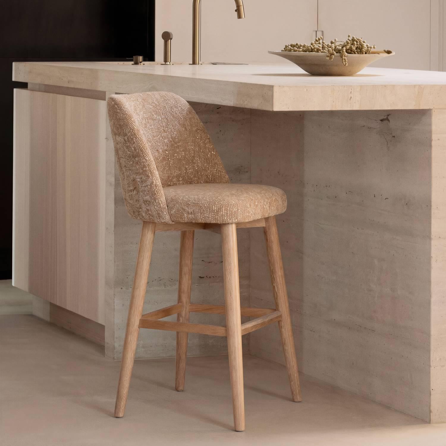 Silla Bar Atlanta Boucle Mostaza, Natural