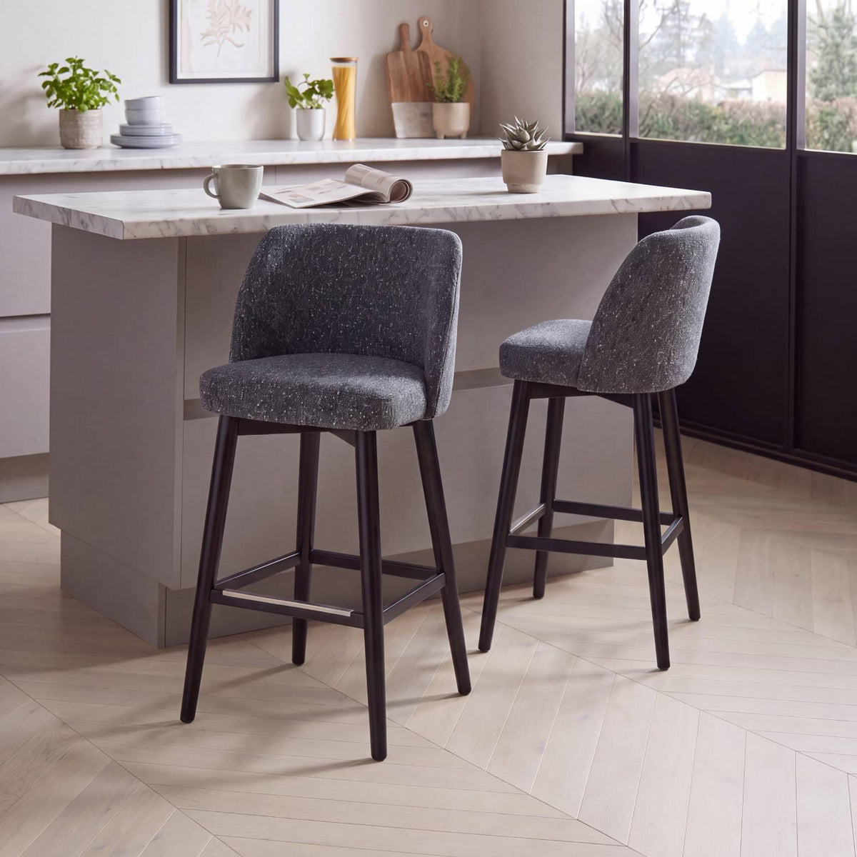 Silla Bar Atlanta Boucle Azul, Negro