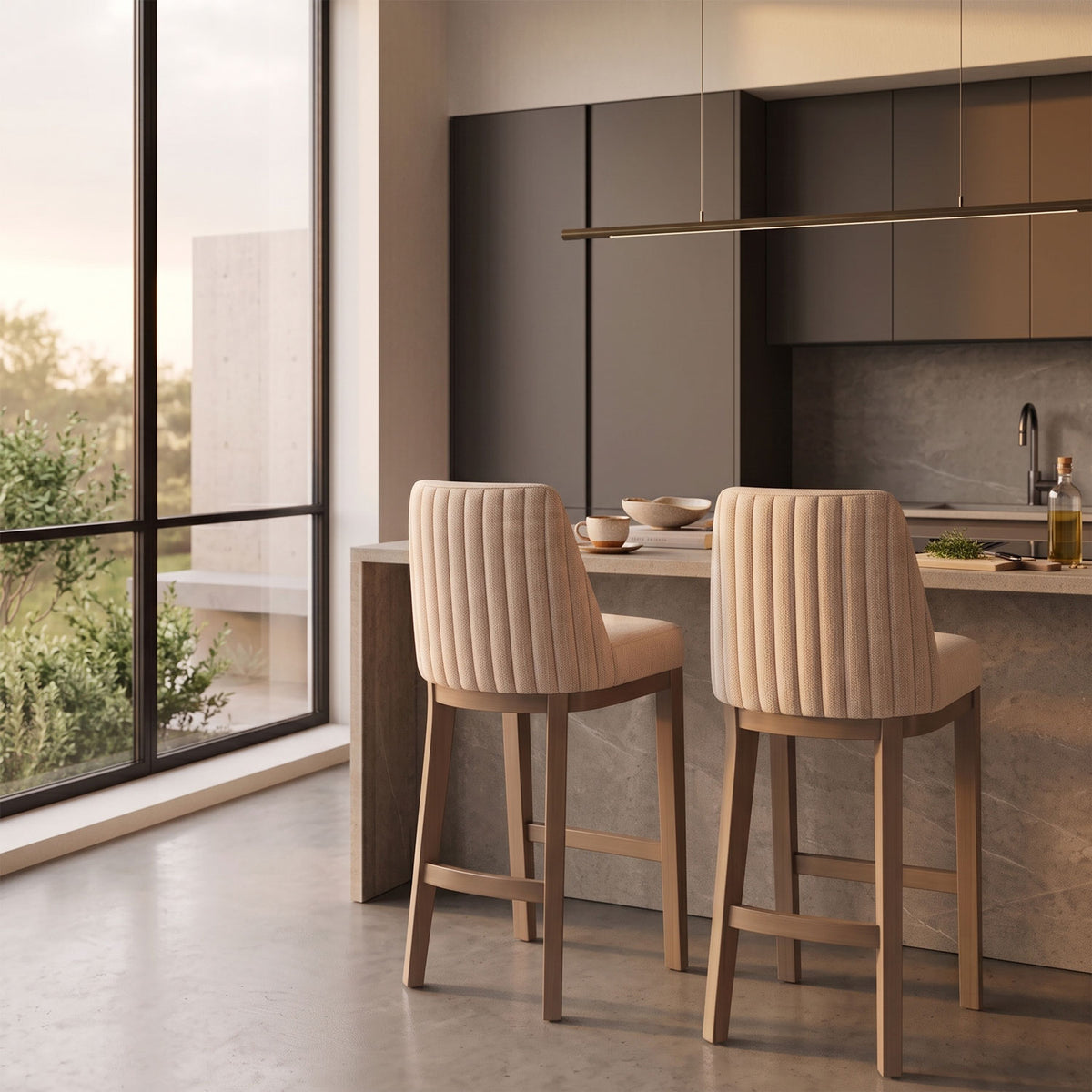 Silla Bar Marcus Lino Ferrero Beige, Taupe Perla