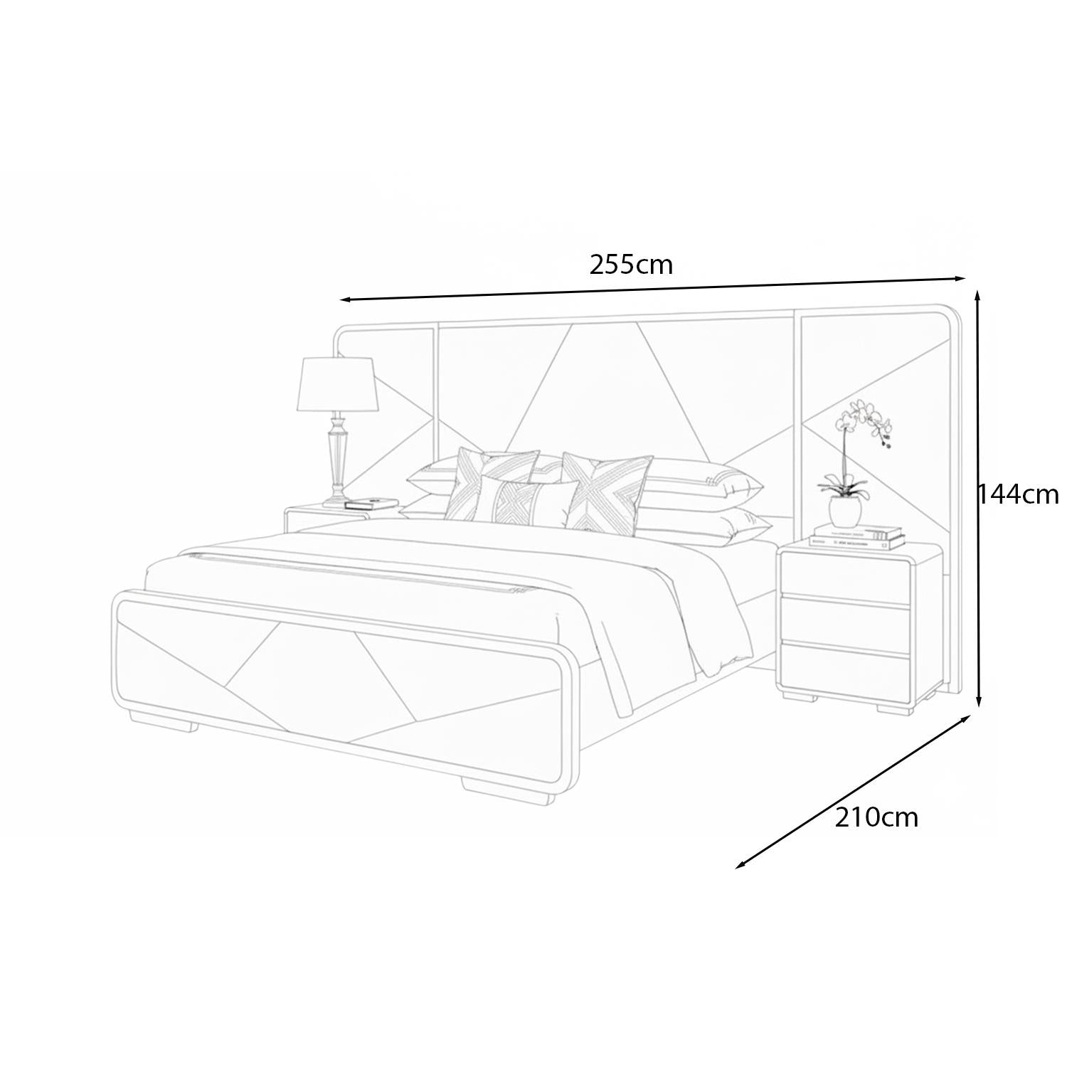 Cama Doble Vivaldi Eurolino Marfil, Natural
