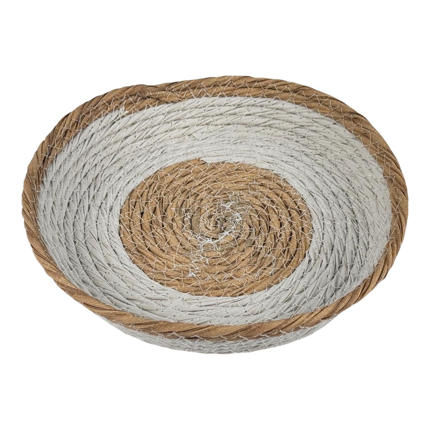 Cesta 23X4X20Cm Beige/Blanco Tejida F253