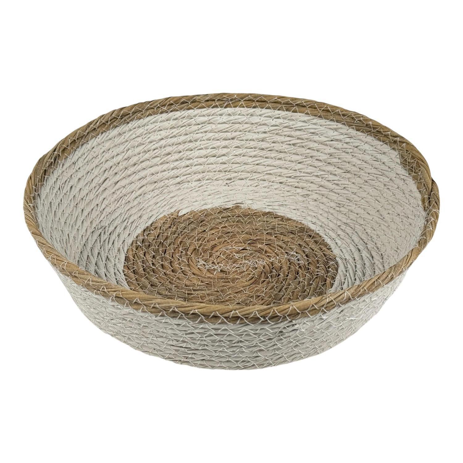 Cesta 28X8X23Cm Beige/Blanco Tejida F253