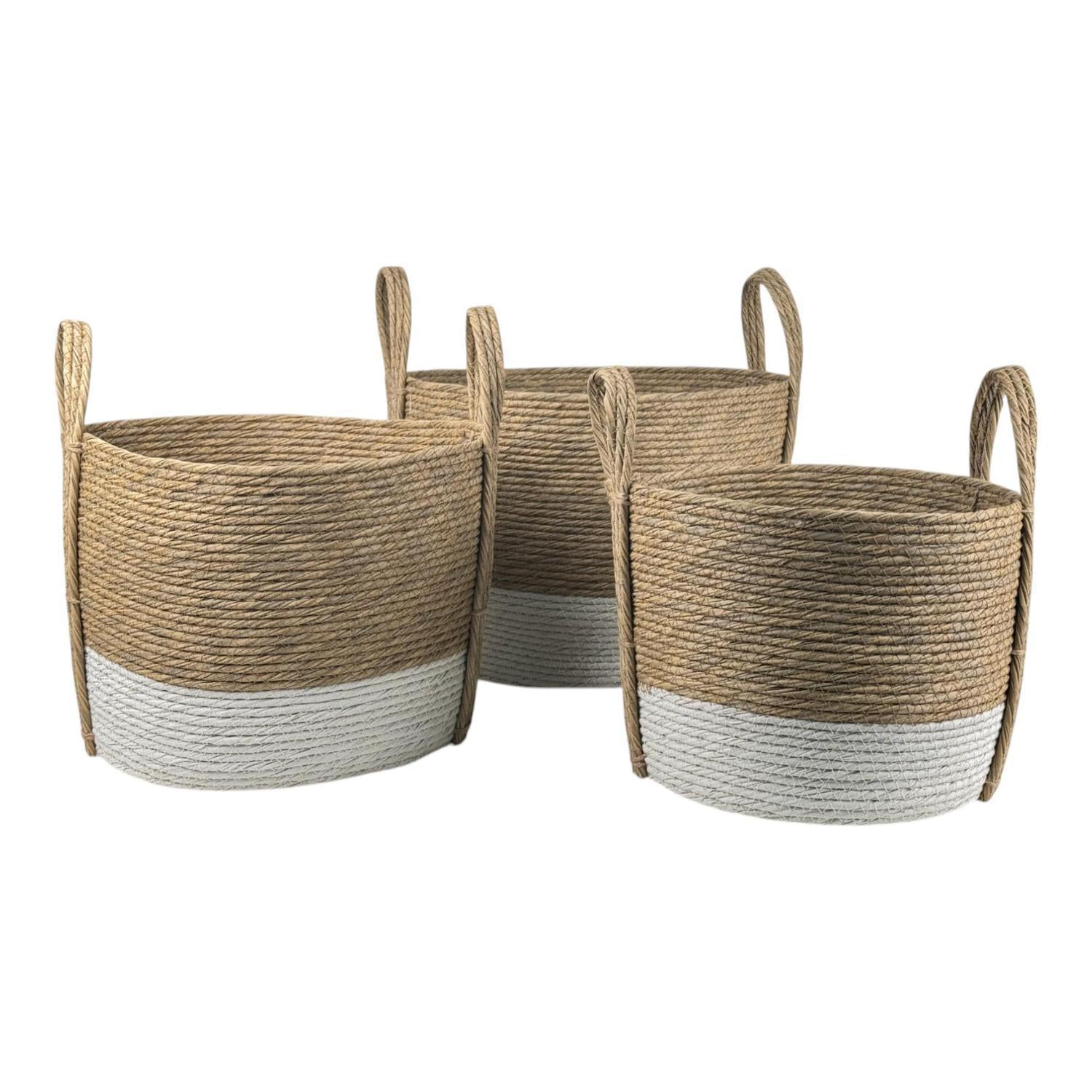 Cesta 35X25X30 Beige/Blanco Setx3 F253
