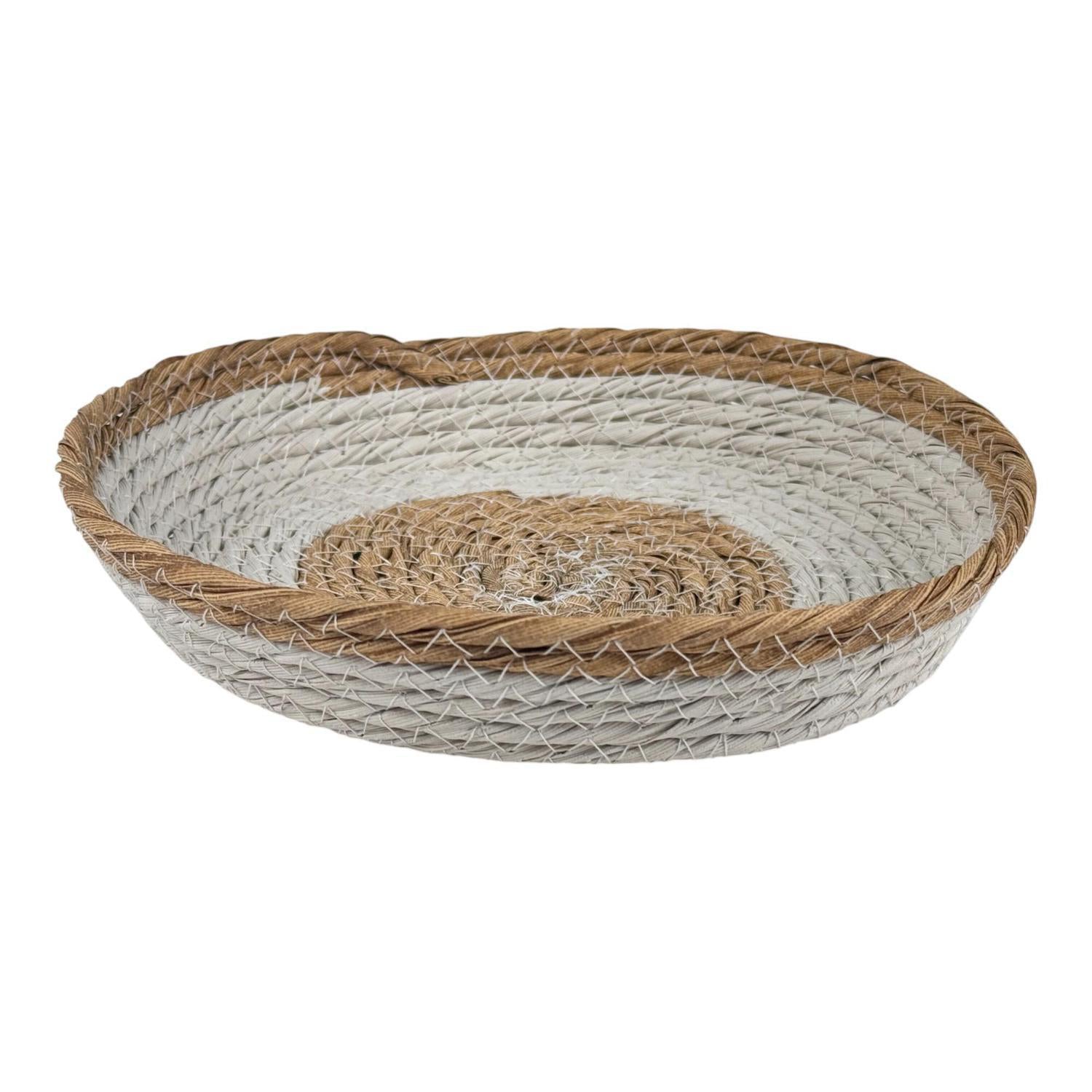 Cesta 23X4X20Cm Beige/Blanco Tejida F253