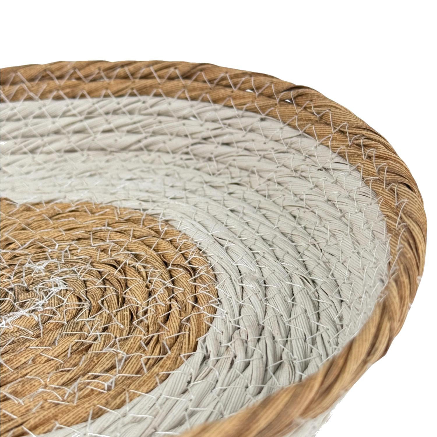 Cesta 23X4X20Cm Beige/Blanco Tejida F253