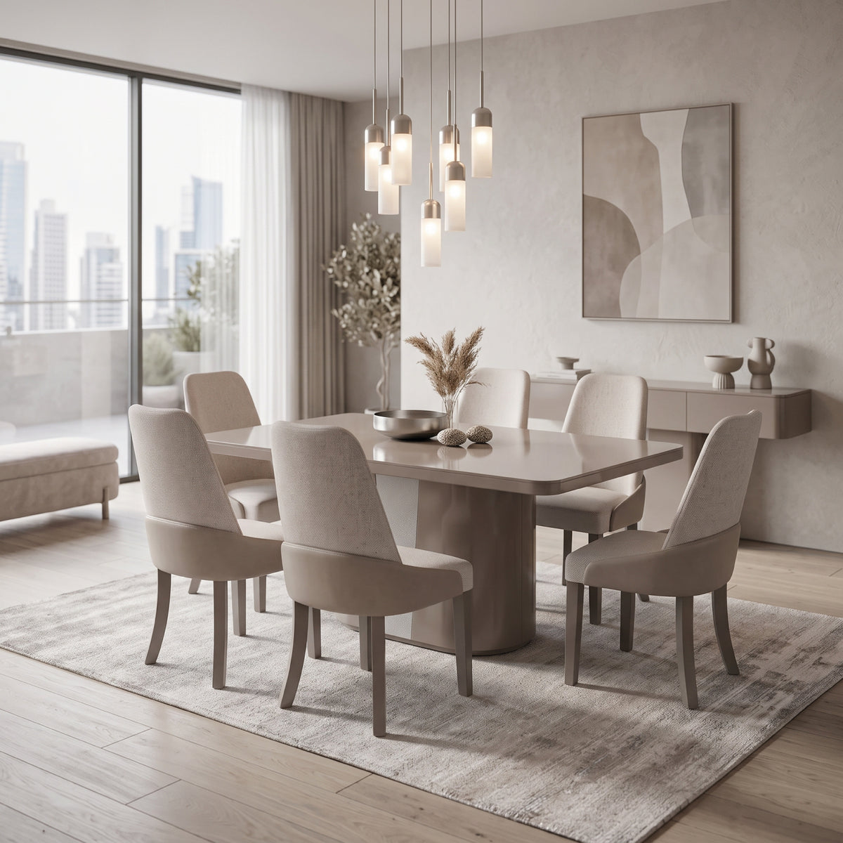Comedor 6 Puestos Monaco Aurum Taupe, Ceniza