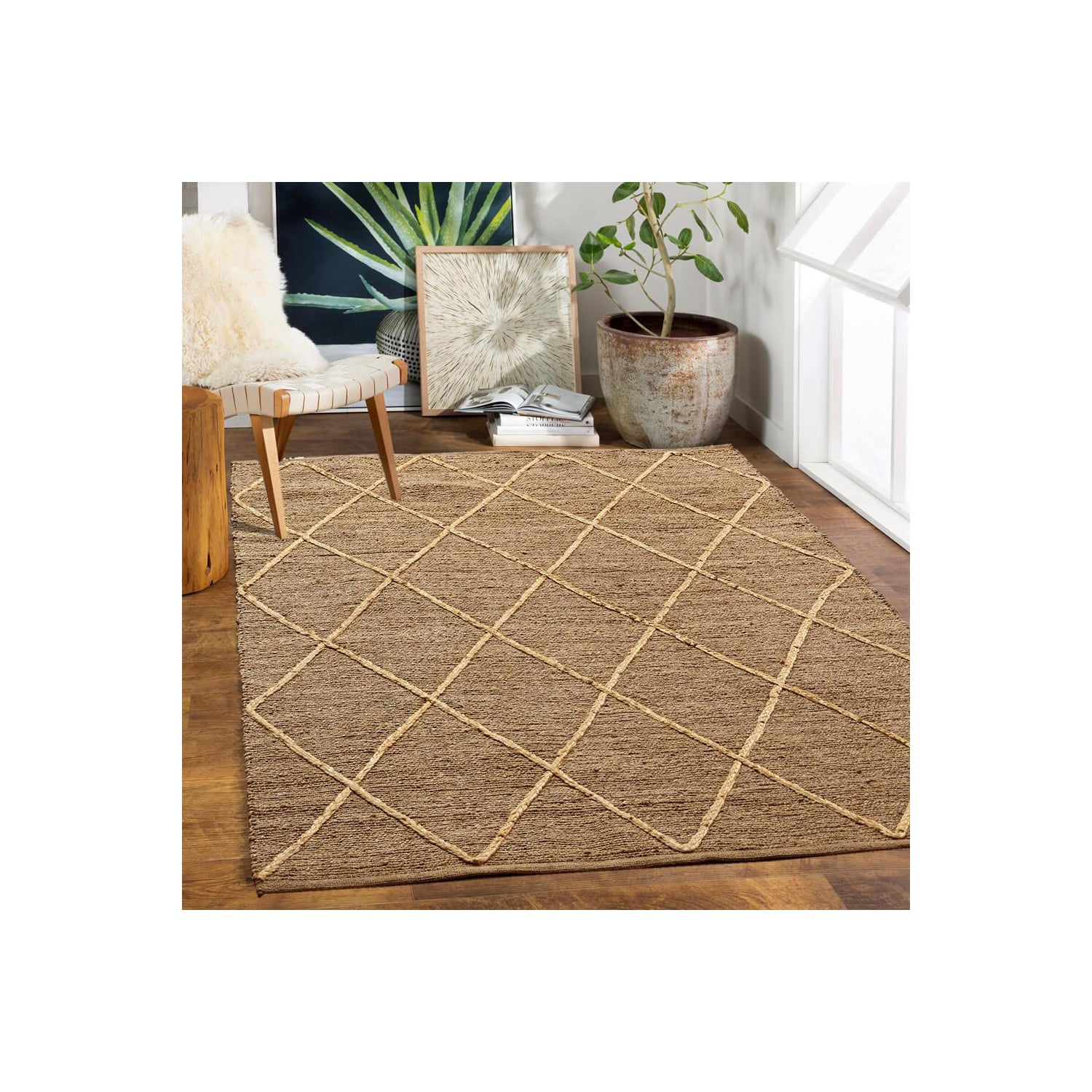 Alfombra 160X230 Cassava Rombos Yute Nat
