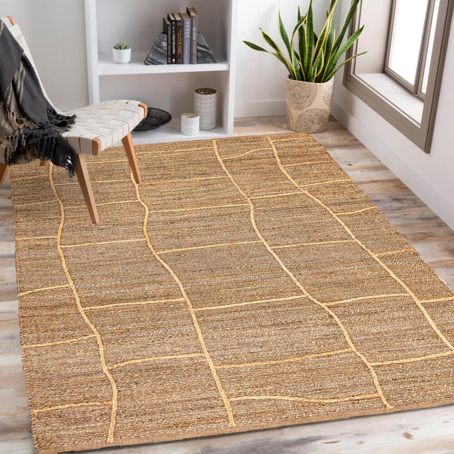 Alfombra 120X170 Cassava Cuadro Yute Nat