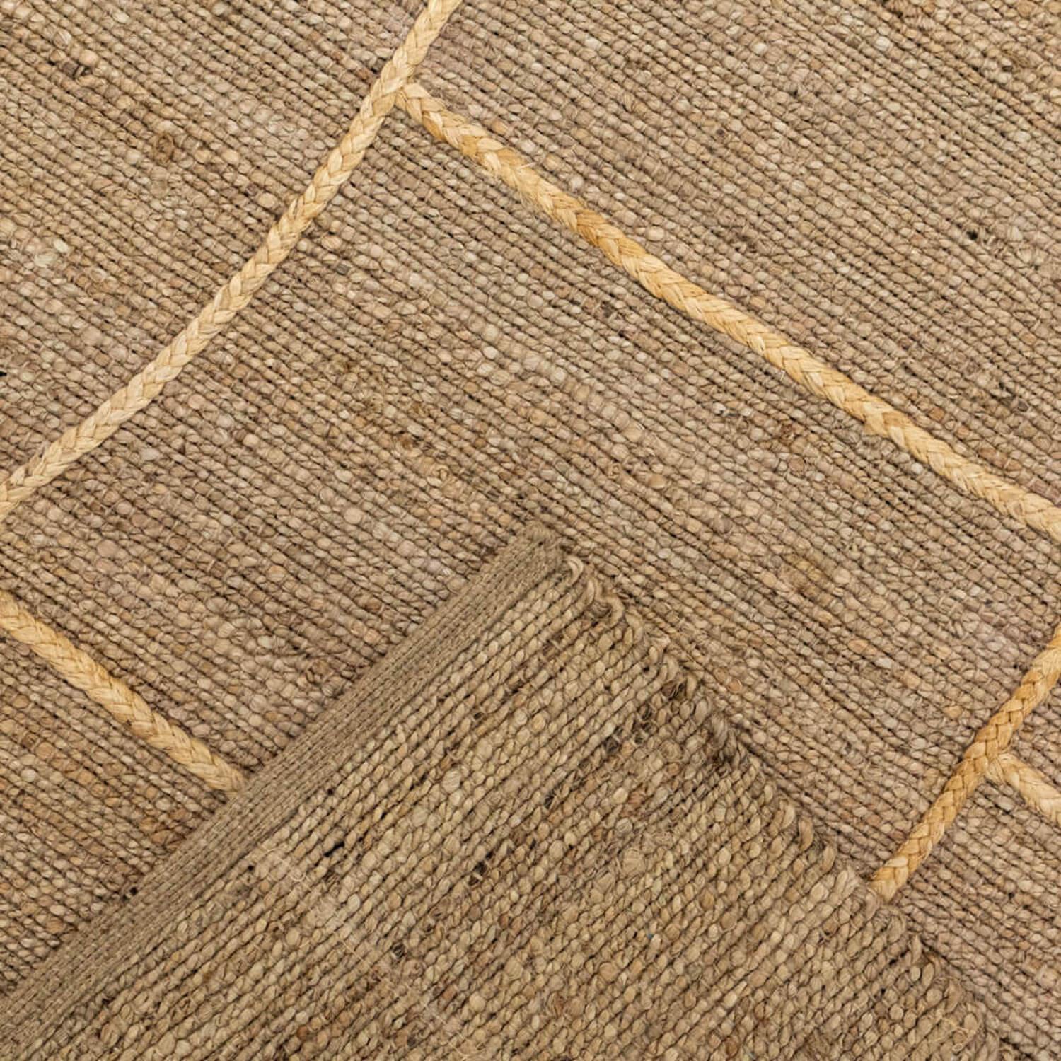 Alfombra 120X170 Cassava Cuadro Yute Nat