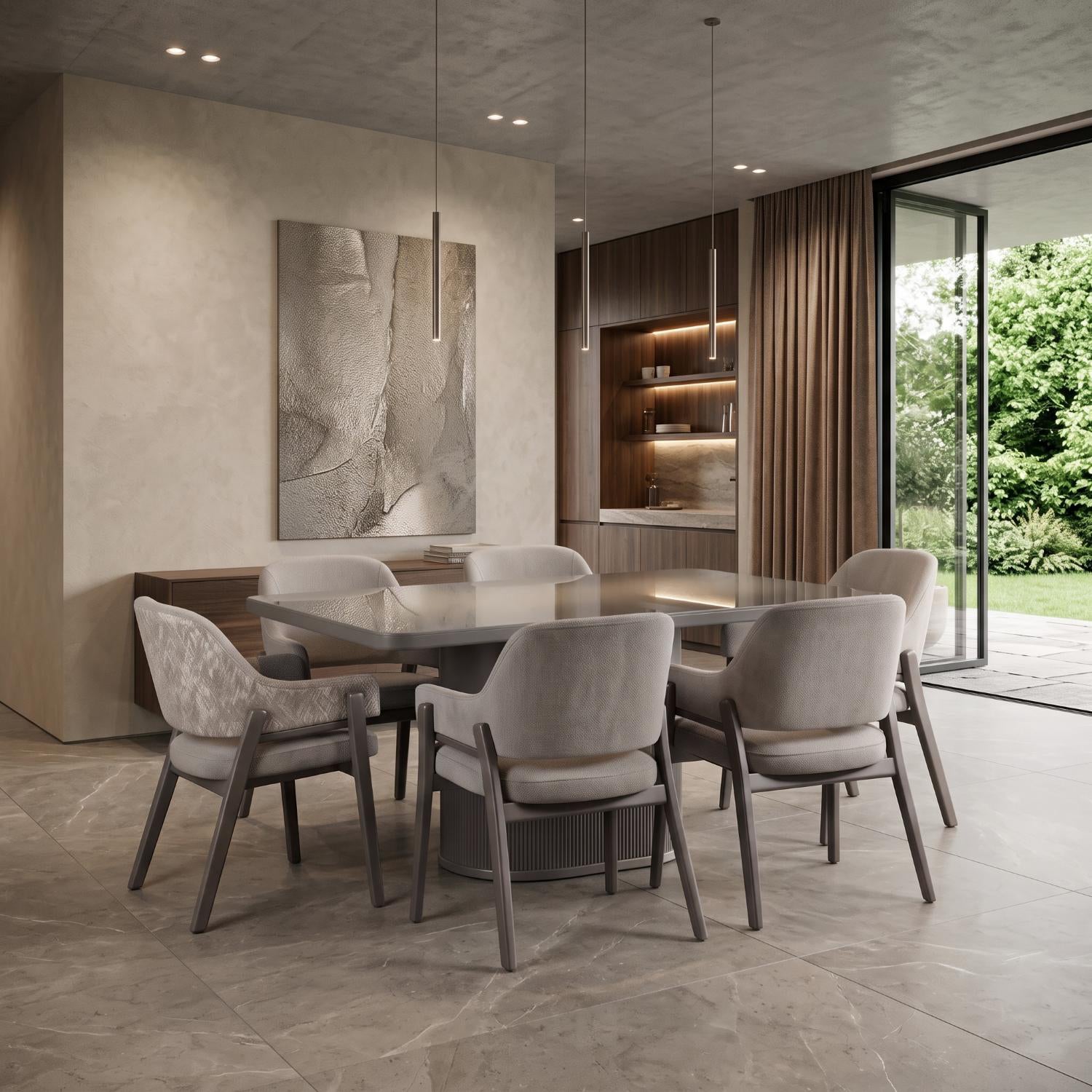 Comedor 6 Puestos Fendi Boucle Almendra, Taupe Perla