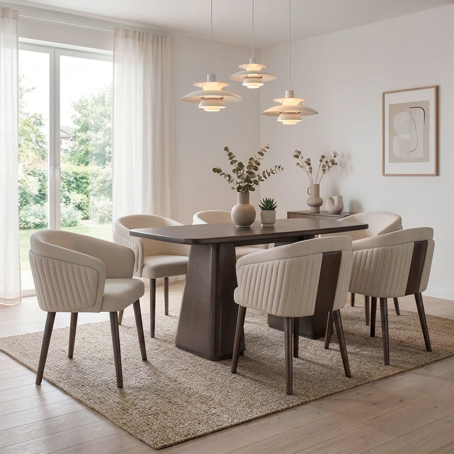 Comedor 6 Puestos Damasco Boucle Ferrero Beige, Taupe Perla