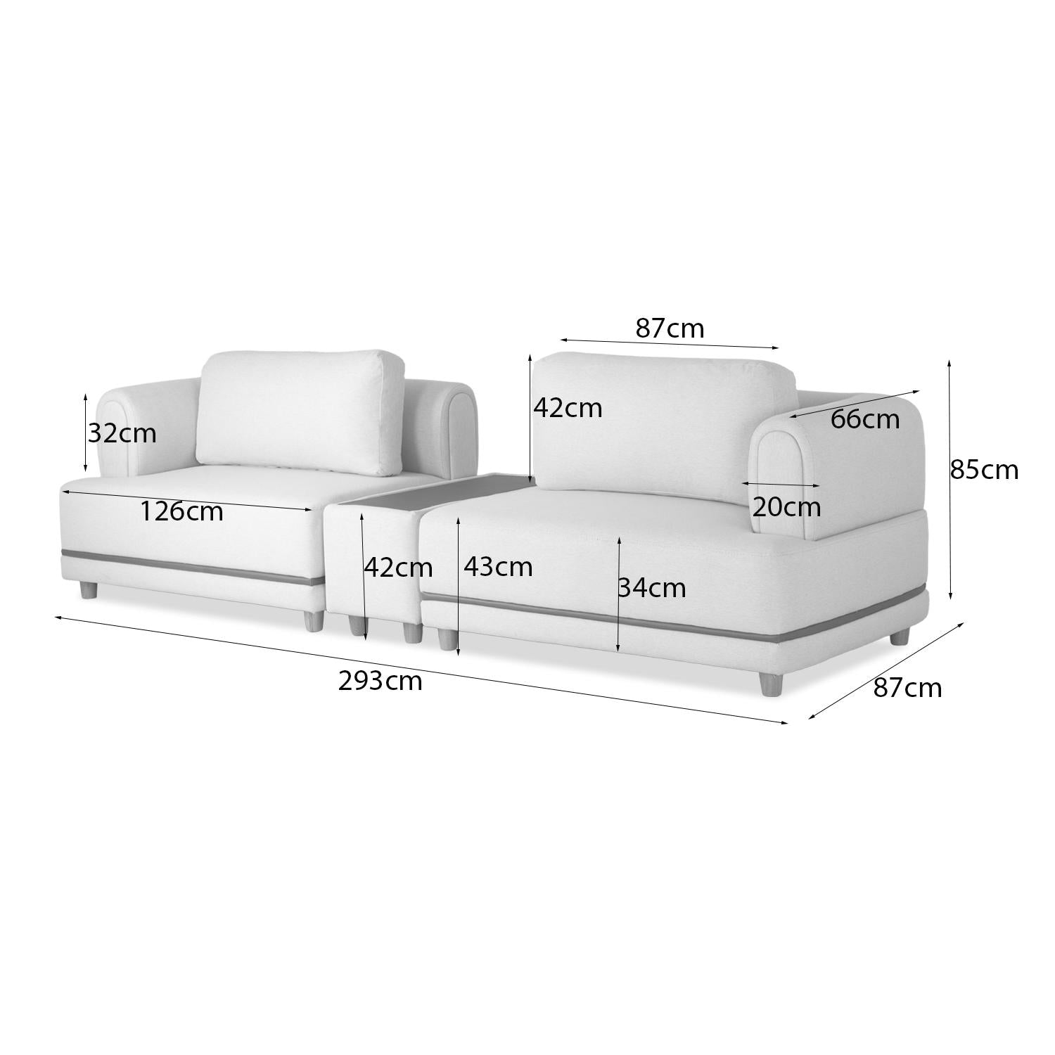 Sala Funcional Liam York Home Beige, Natural