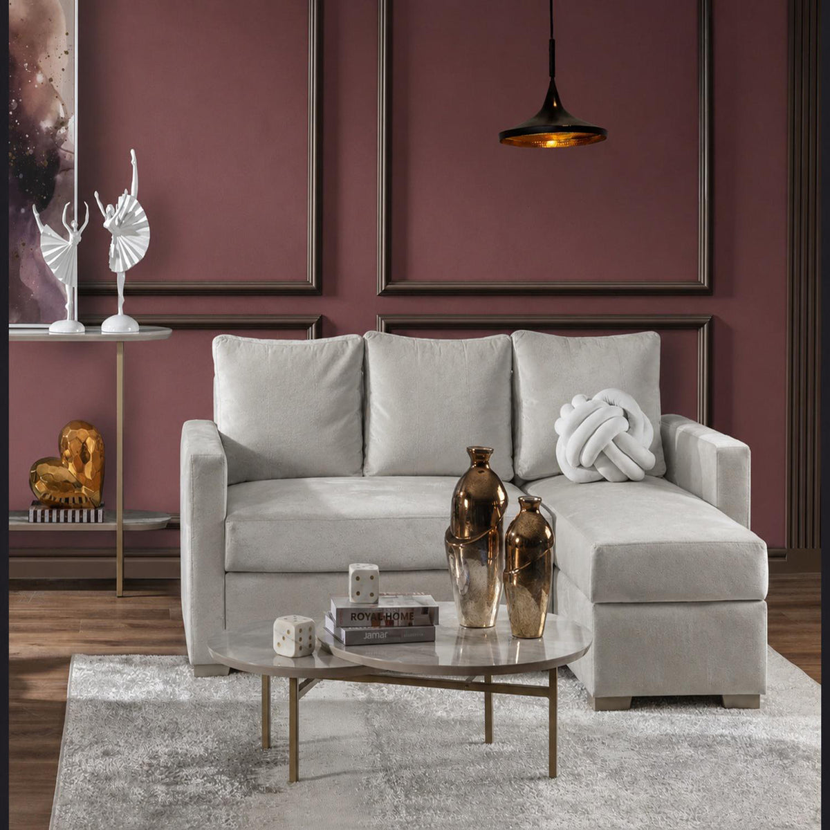 Sofá en L Kairos Beige, Champaña