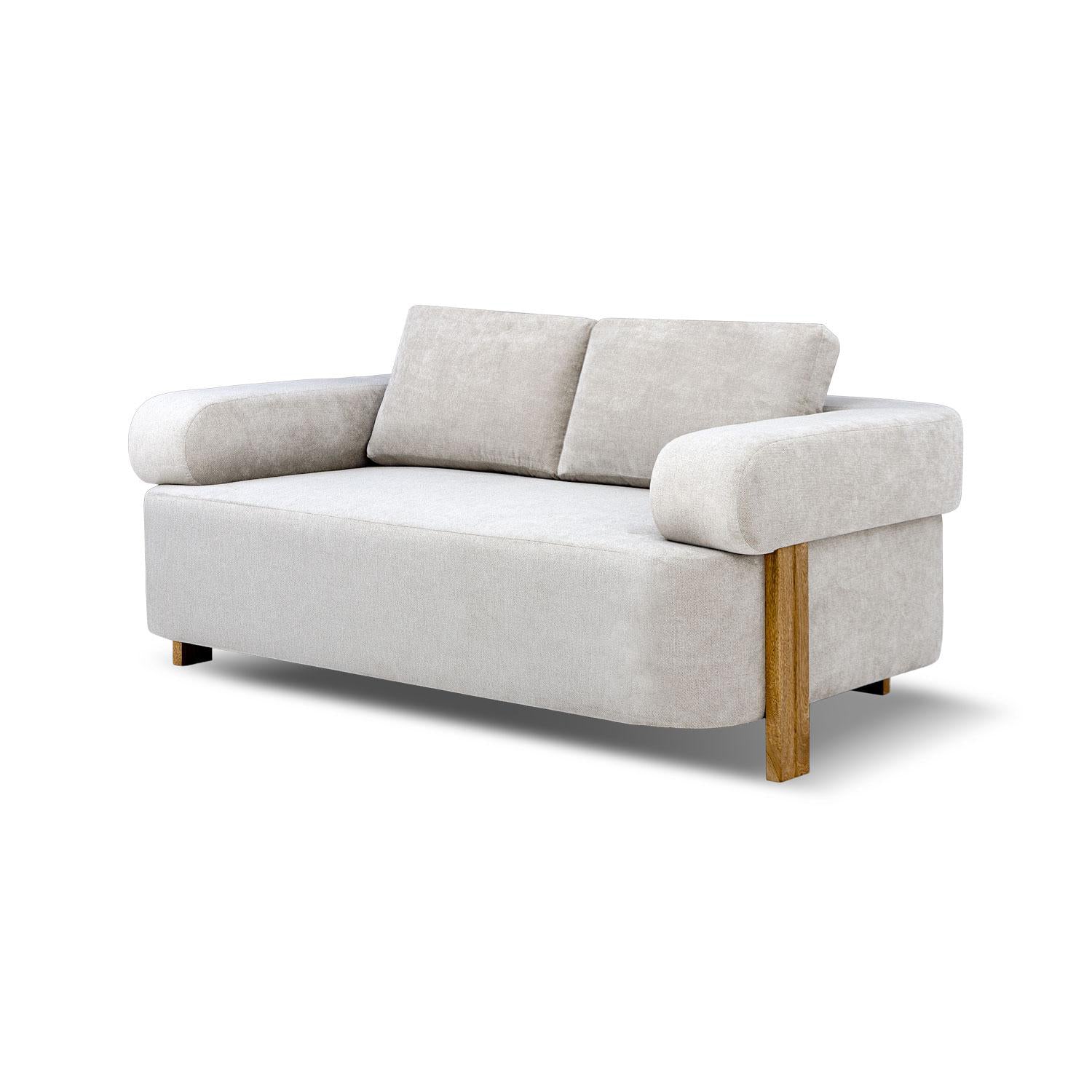 Sofa 2 Puestos Sabina Microfibra Impetu Beige, Natural.