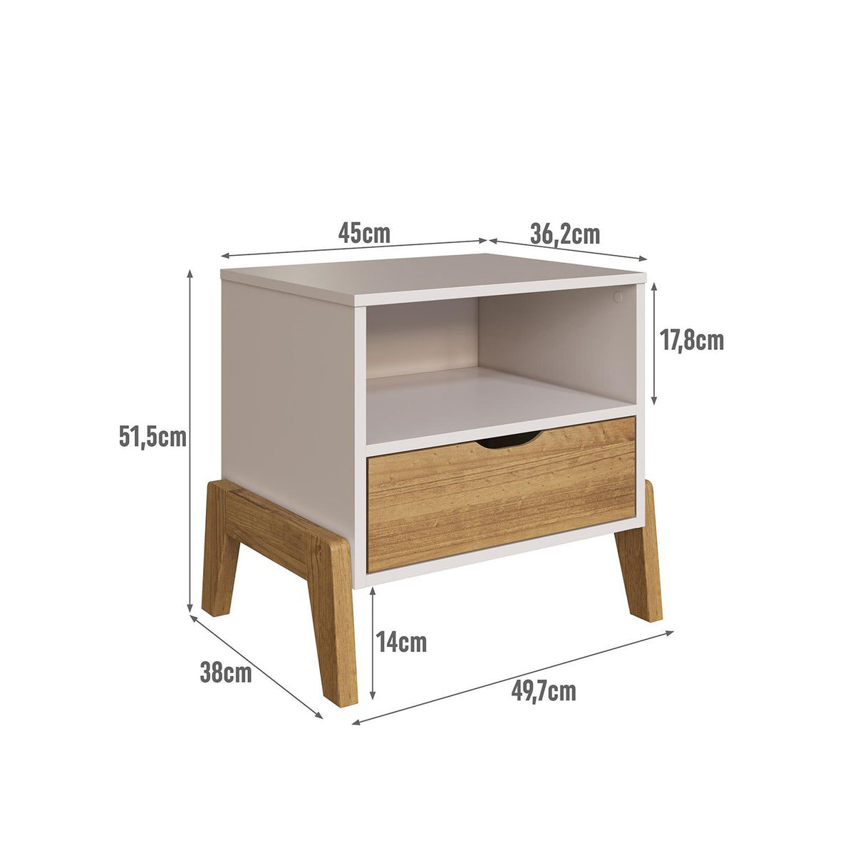Mesa de Noche Andros Off White, Natural