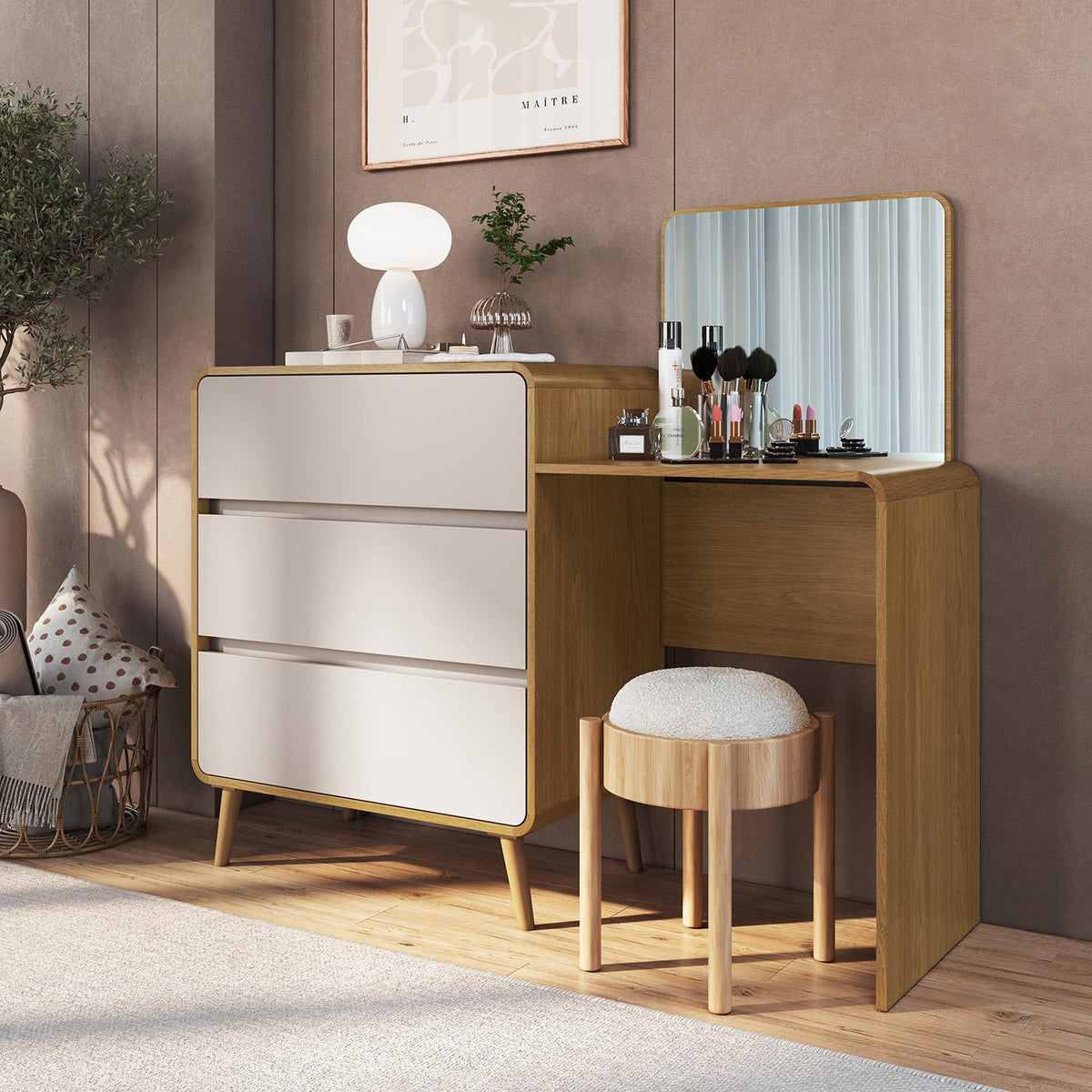 Comoda +Tocador Brandon Natural Off White