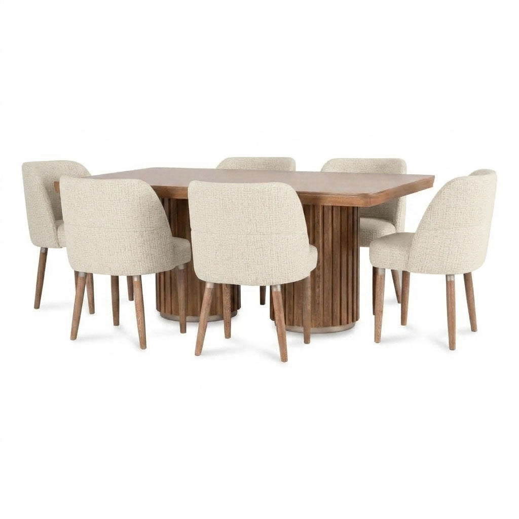 Comedor 6 Puestos Nicole Eurolino Bali Beige, Natural