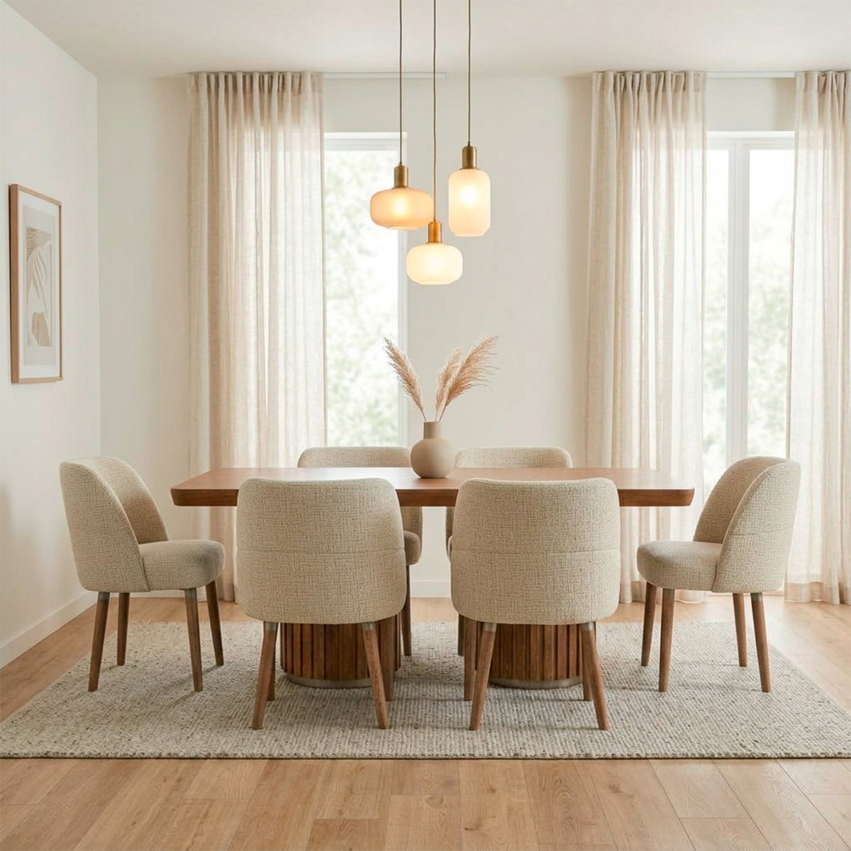 Comedor 6 Puestos Nicole Eurolino Bali Beige, Natural