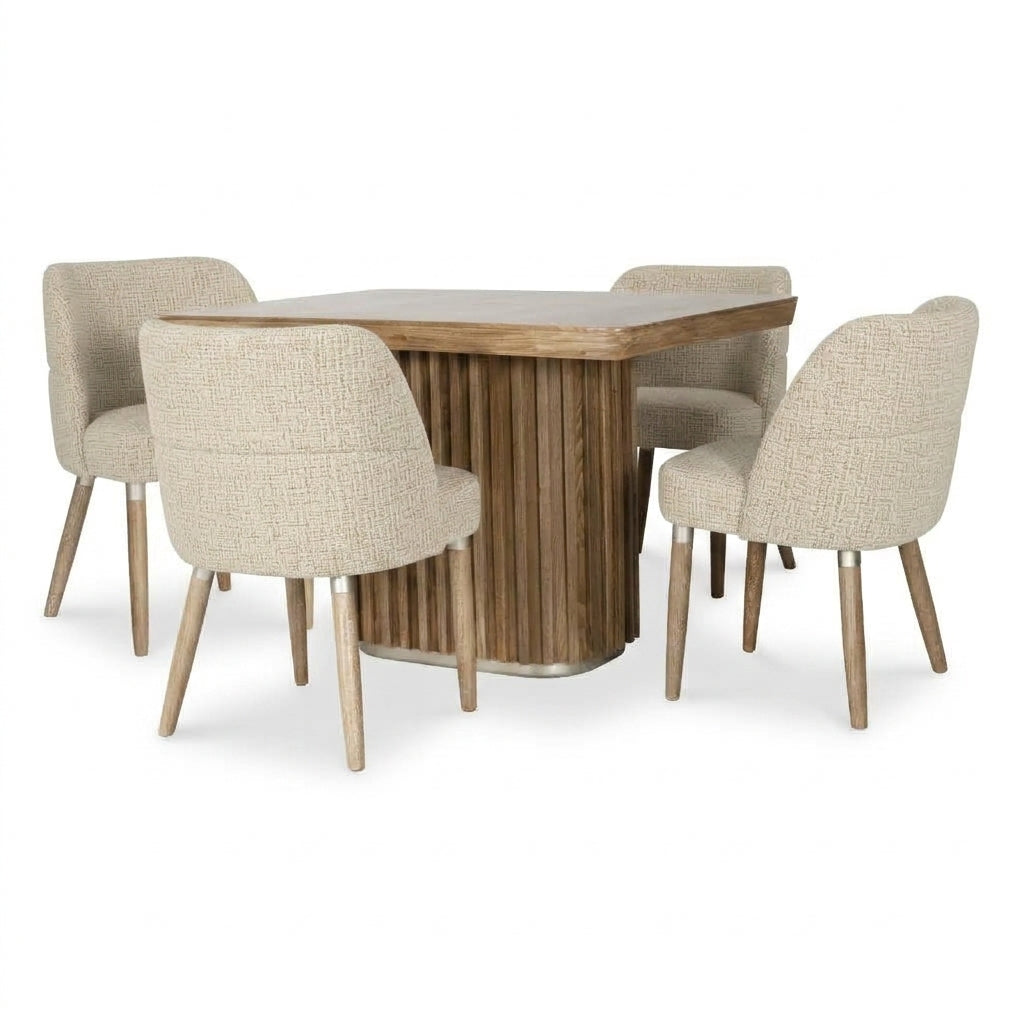 Comedor 4 Puestos Nicole Eurolino Bali Beige, Natural