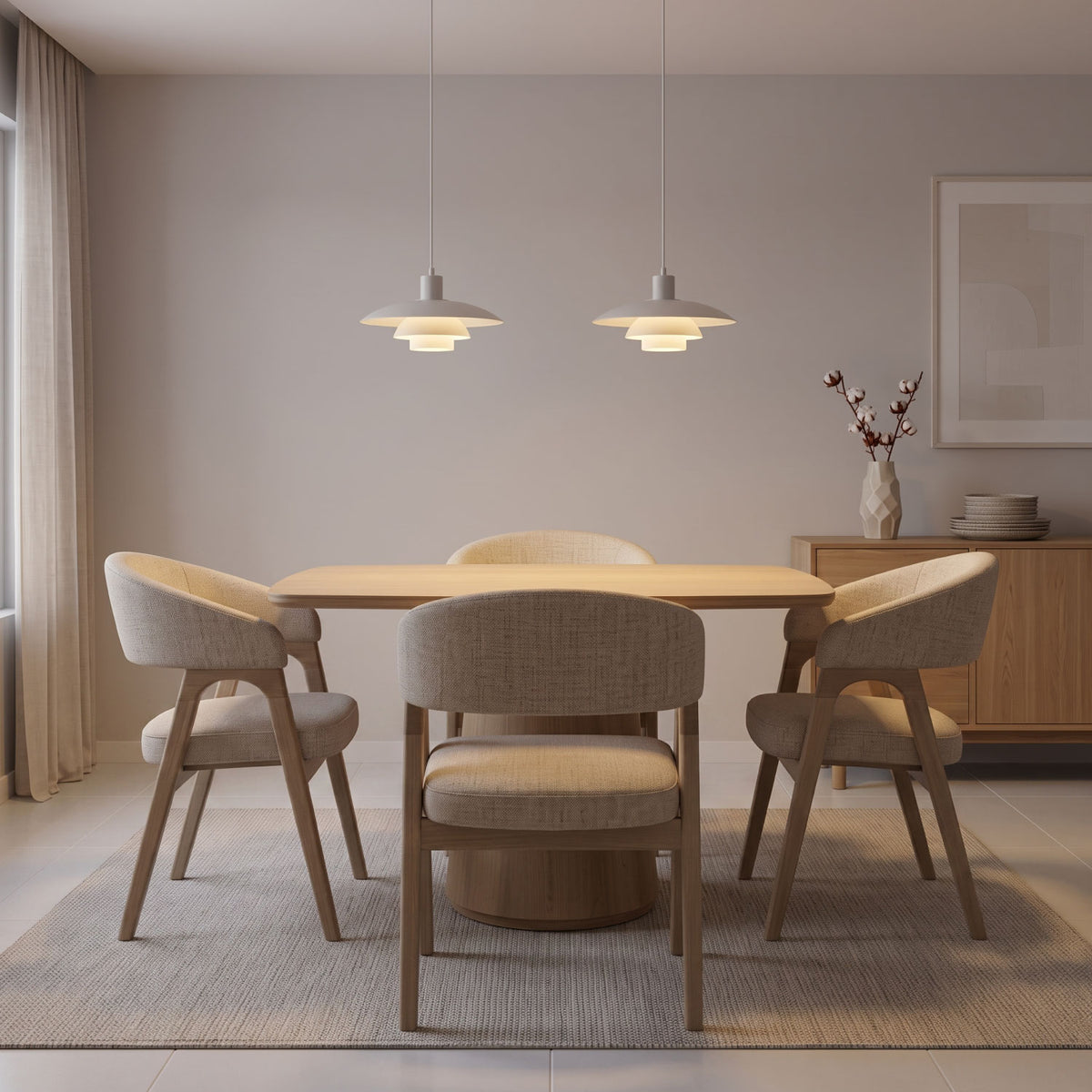 Comedor 4 Puestos Vicka Eurolino Bali Beige, Cubierta Natural