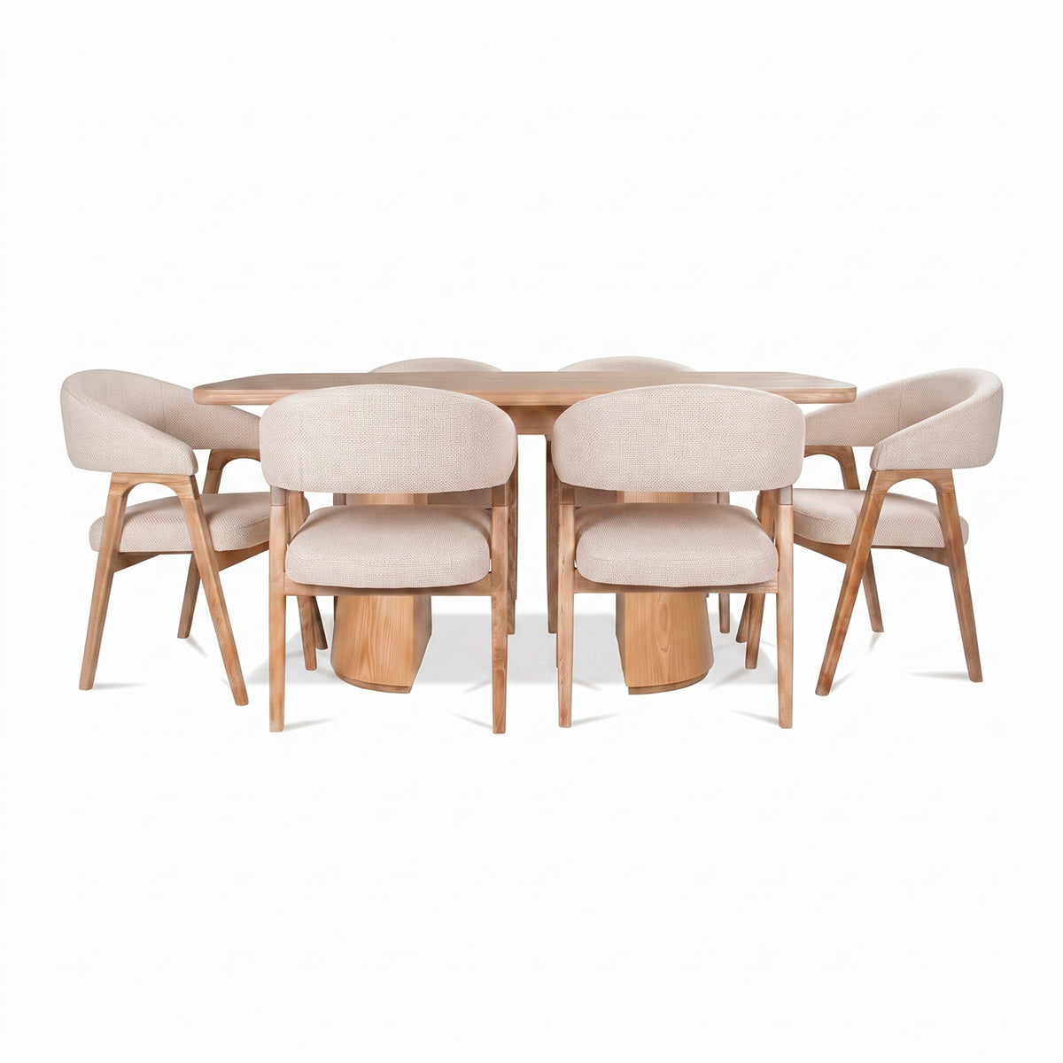 Comedor 6 Puestos Vicka Eurolino Bali Beige, Cubierta Natural