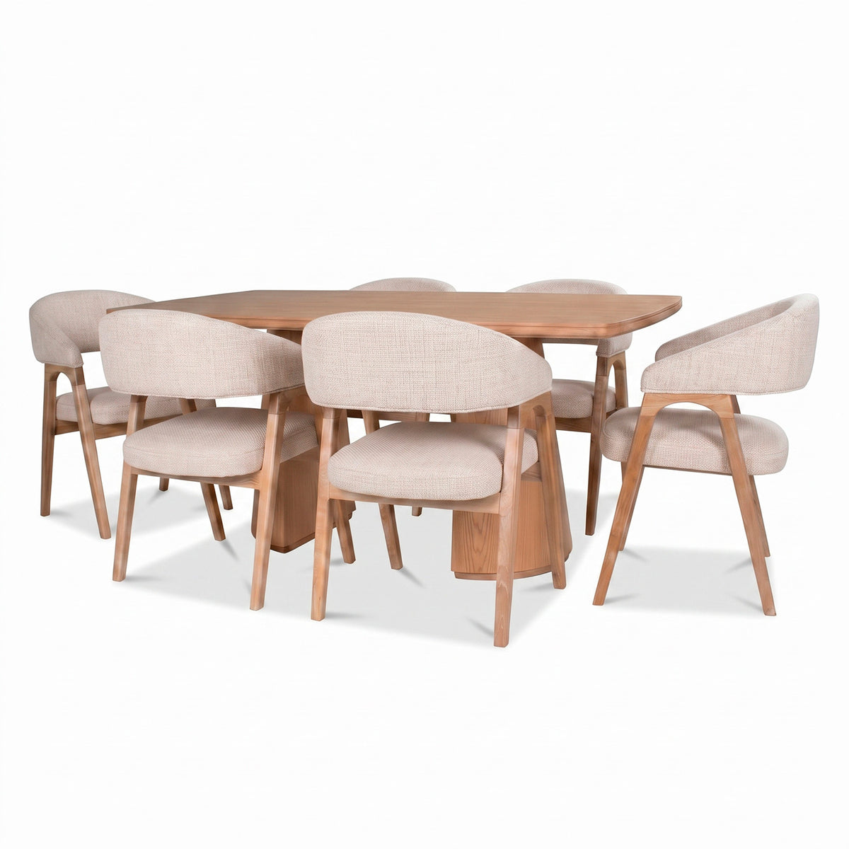 Comedor 6 Puestos Vicka Eurolino Bali Beige, Cubierta Natural
