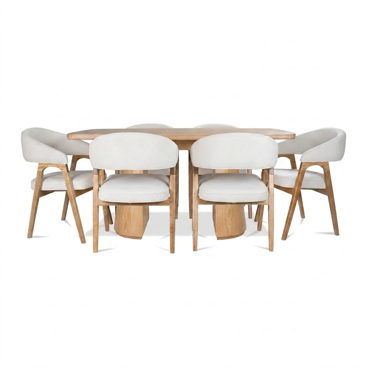 Comedor 6 Puestos Vicka Velvet Serena Beige, Cubierta Natural